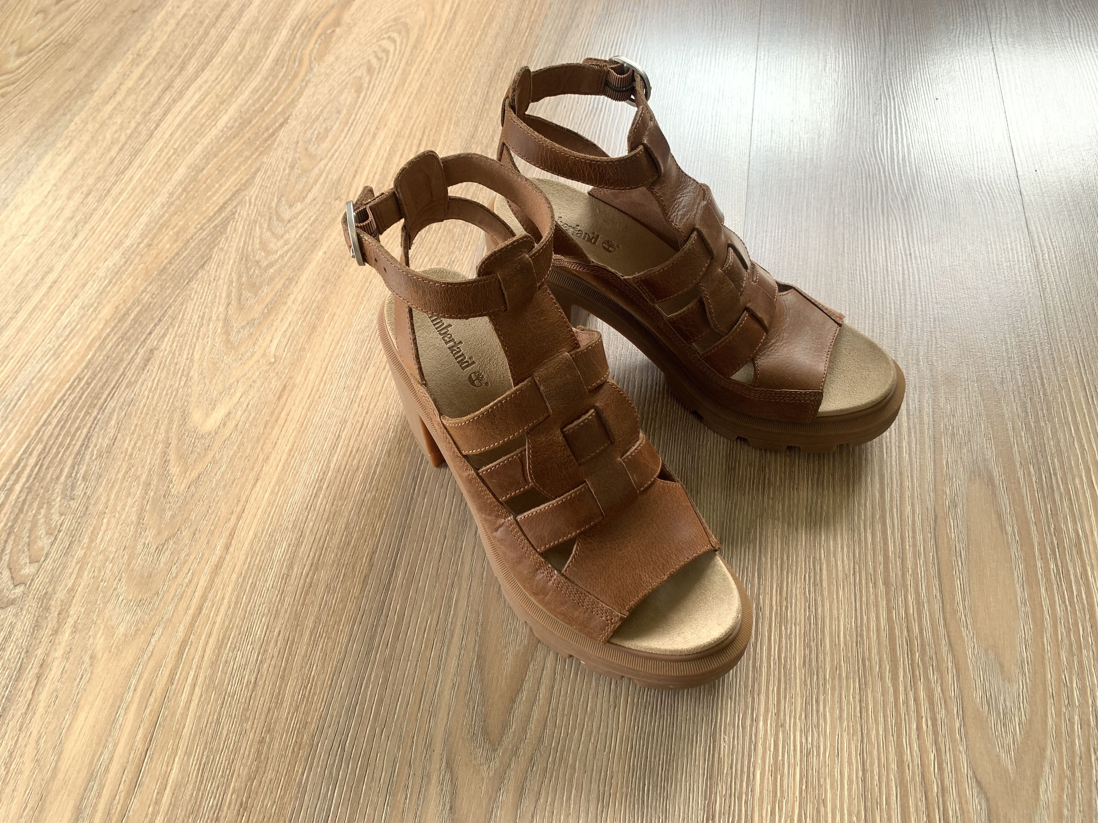 Timberland Timberland Allington Brown Leather High Heeled Sandals Size US 10 / IT 40 - 14 Thumbnail