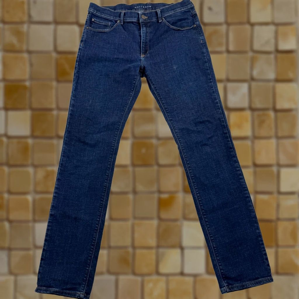 Mott & Bow Mott & Bow Jeans Mens 34x32 Slim Denim Blue Stretch 5-Pocket Straight Dark Wash Regular 34 Inseam 32.5" Size US 34 / EU 50 - 1 Thumbnail
