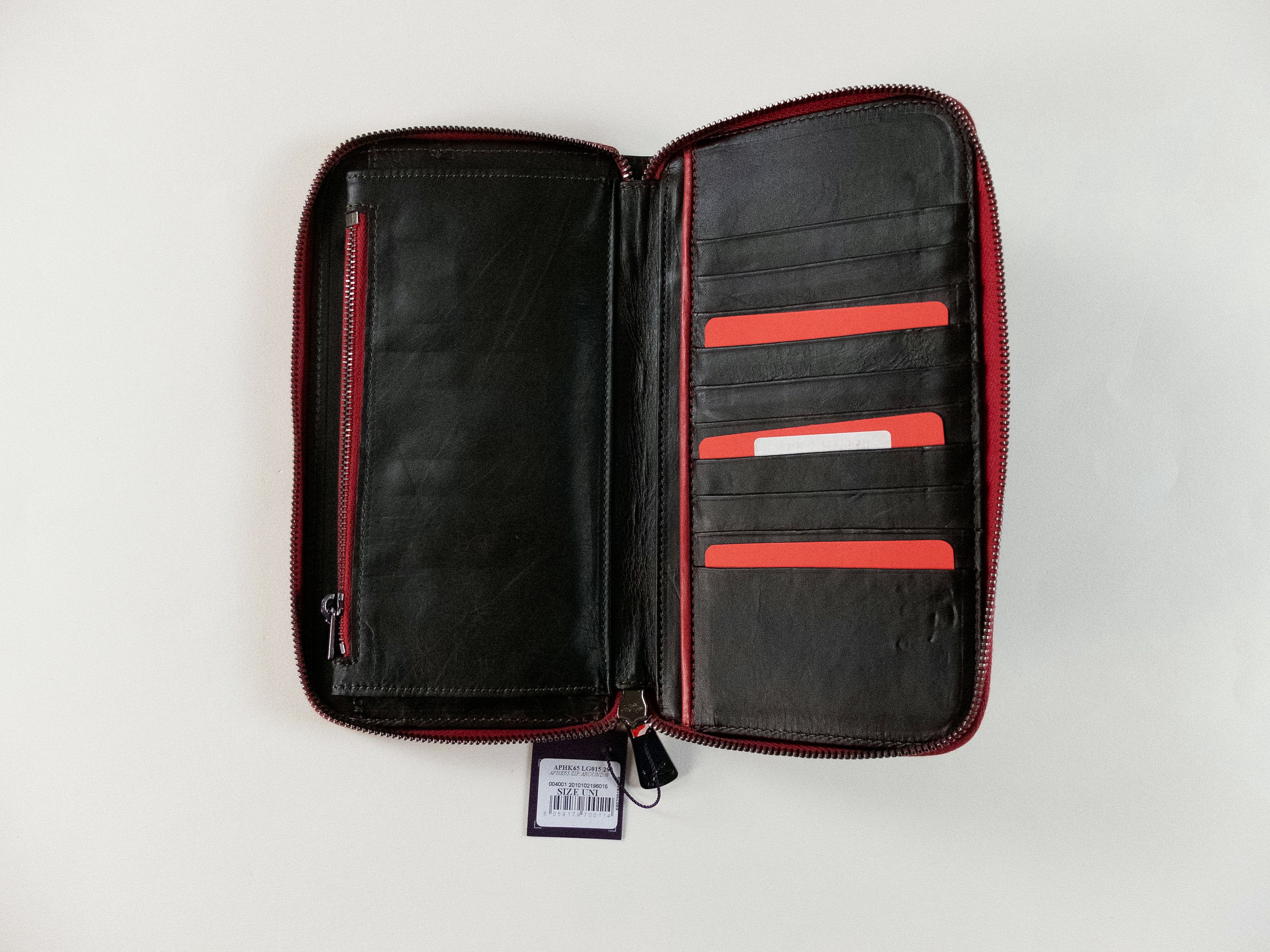 Isaia ISAIA Napoli brown red leather zip around chest wallet Italy Size ONE SIZE - 5 Thumbnail