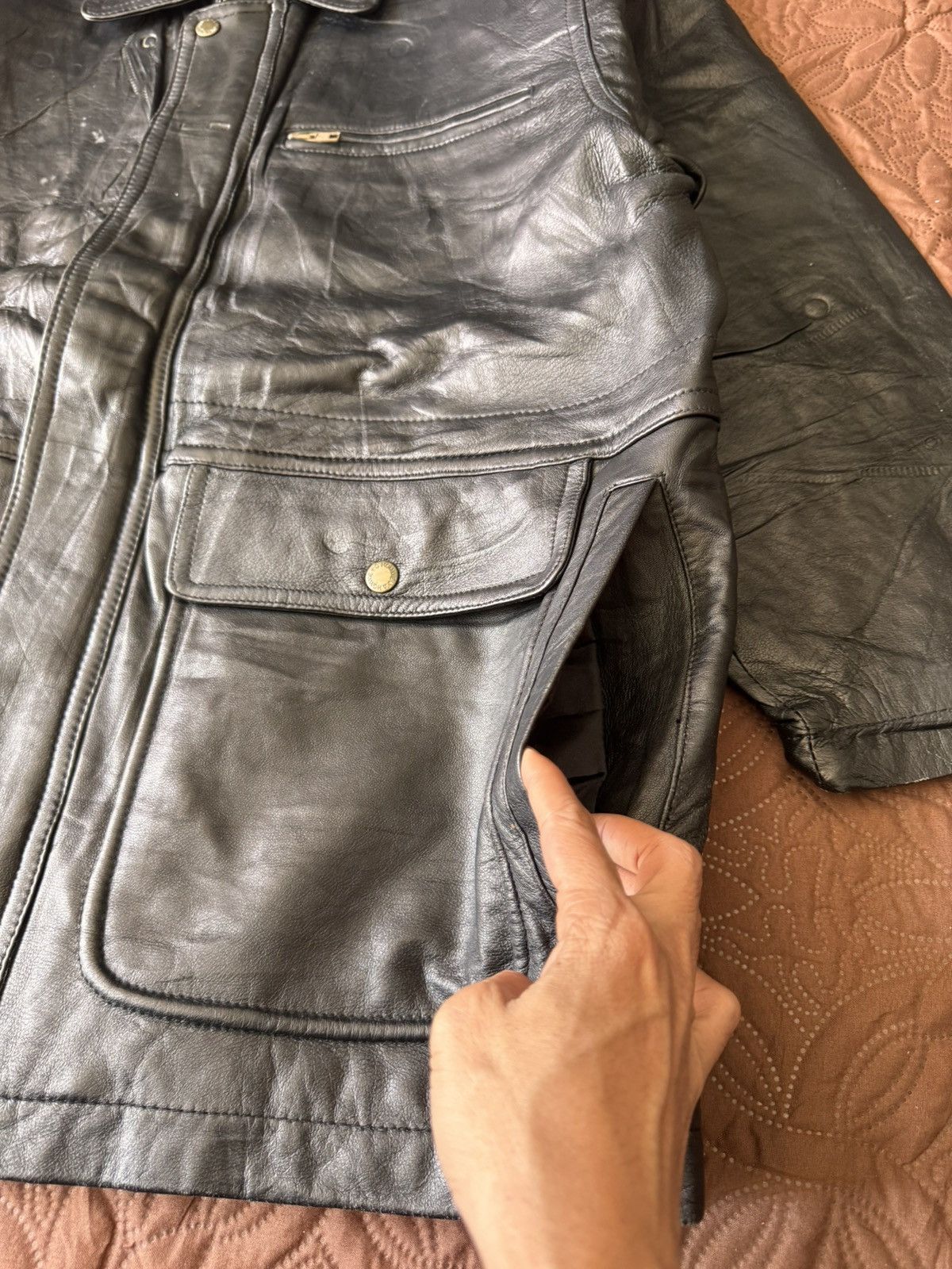 Issey Miyake VINTAGE 90s D HOMME A HOMME PARACHUTE POCKET LEATHER JACKET❗️ Size US M / EU 48-50 / 2 - 6 Thumbnail