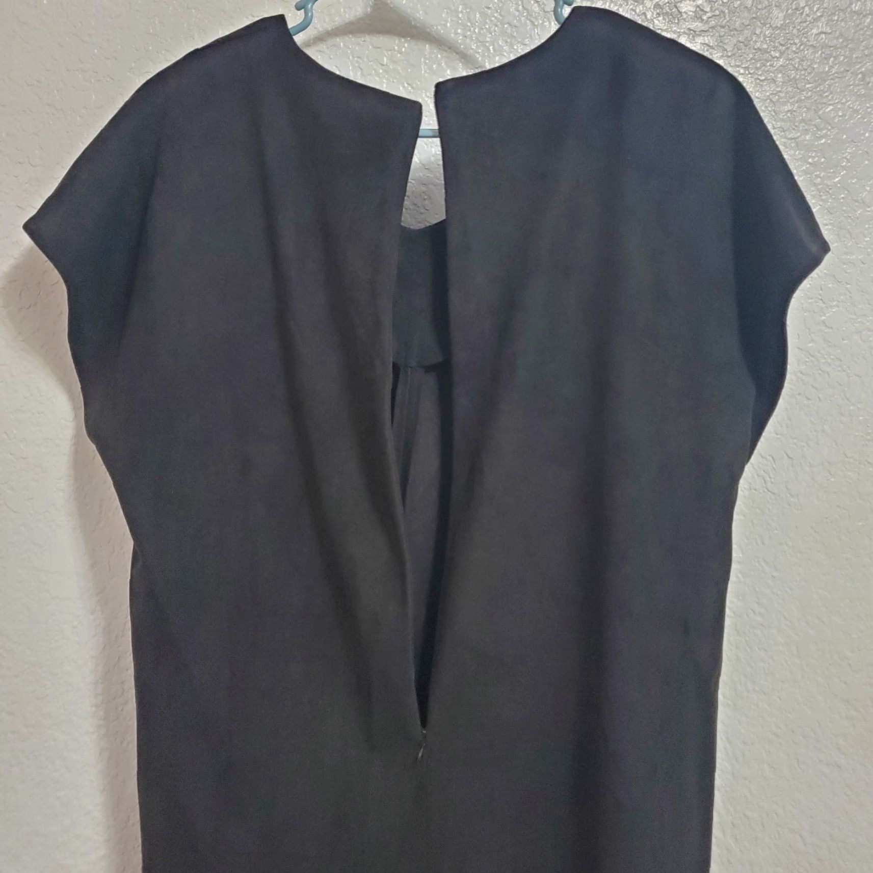 Vintage Chico's Dress Black Faux Suede Fringe Western Boho Shift Knee Length Short Sleeve Hidden Back Zip Womens Size 10 Size 32" / US 10 / IT 46 - 7 Thumbnail