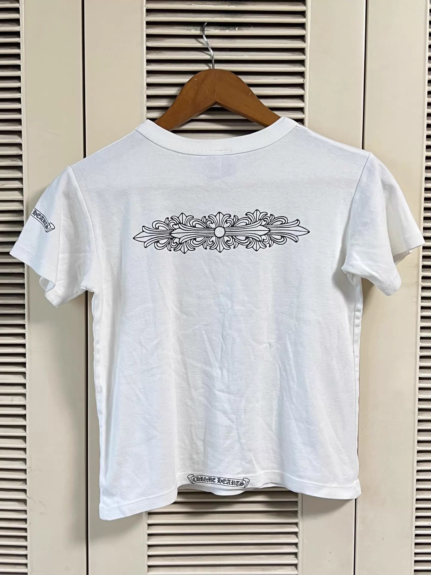 Chrome Hearts Chrome Hearts White SS Tee M Embrd Neck/Cuffs Back Lg Logo Size M / US 6-8 / IT 42-44 - 2 Thumbnail