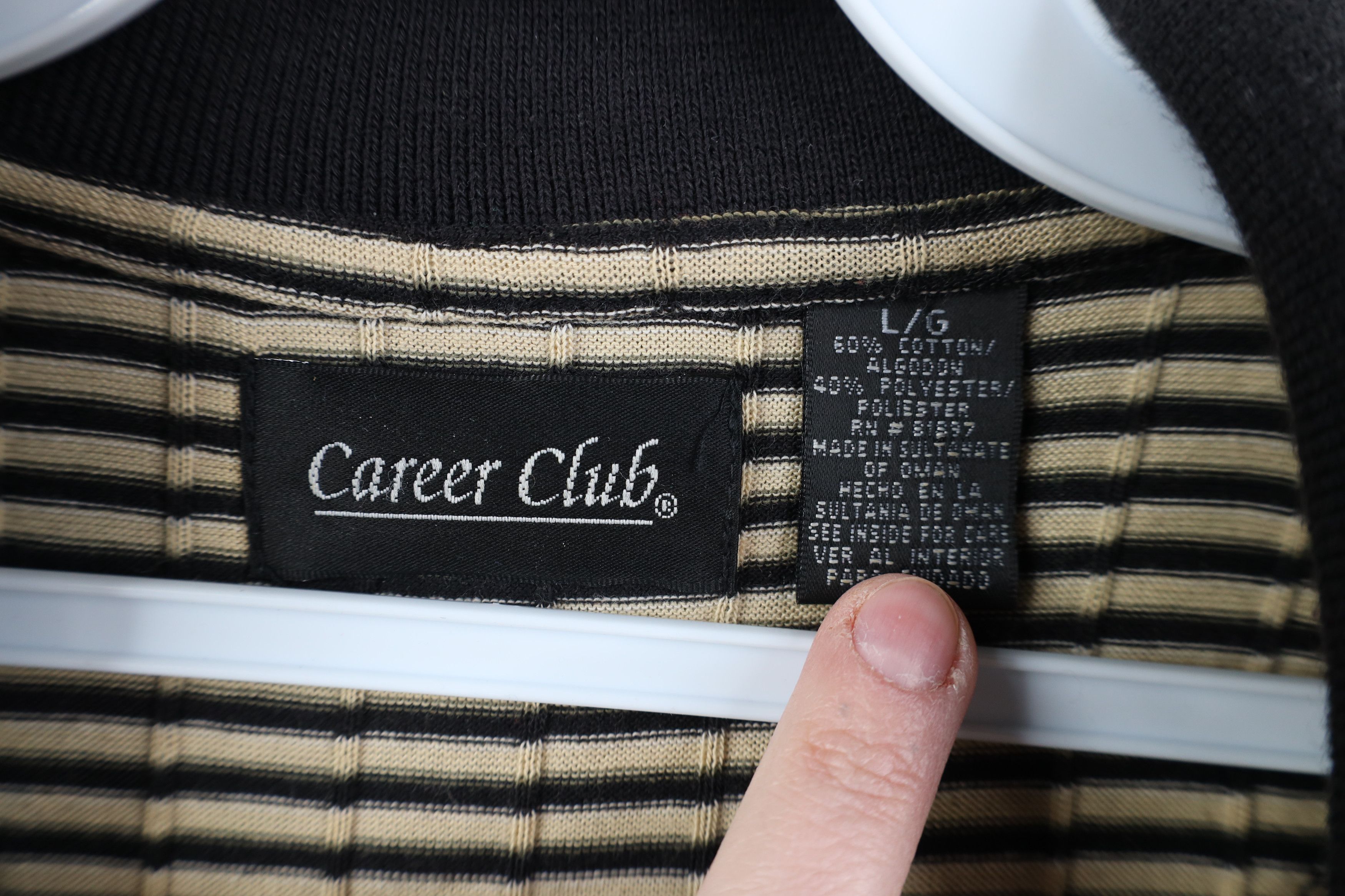 Vintage Vintage 90s Streetwear Striped Ribbed Knit Golf Polo Shirt Size US L / EU 52-54 / 3 - 6 Thumbnail