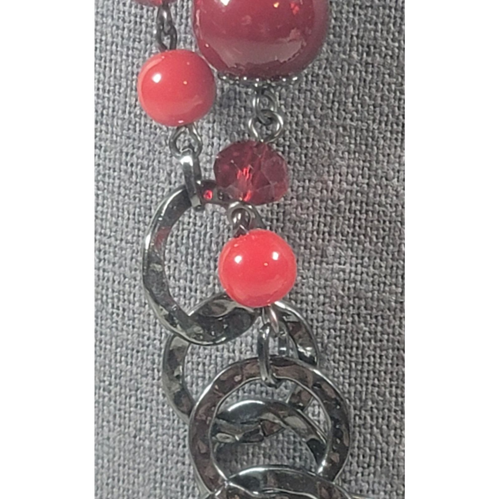 Other Black Burgundy Interlocking Circles With Beads 18" Necklace Size ONE SIZE - 2 Thumbnail