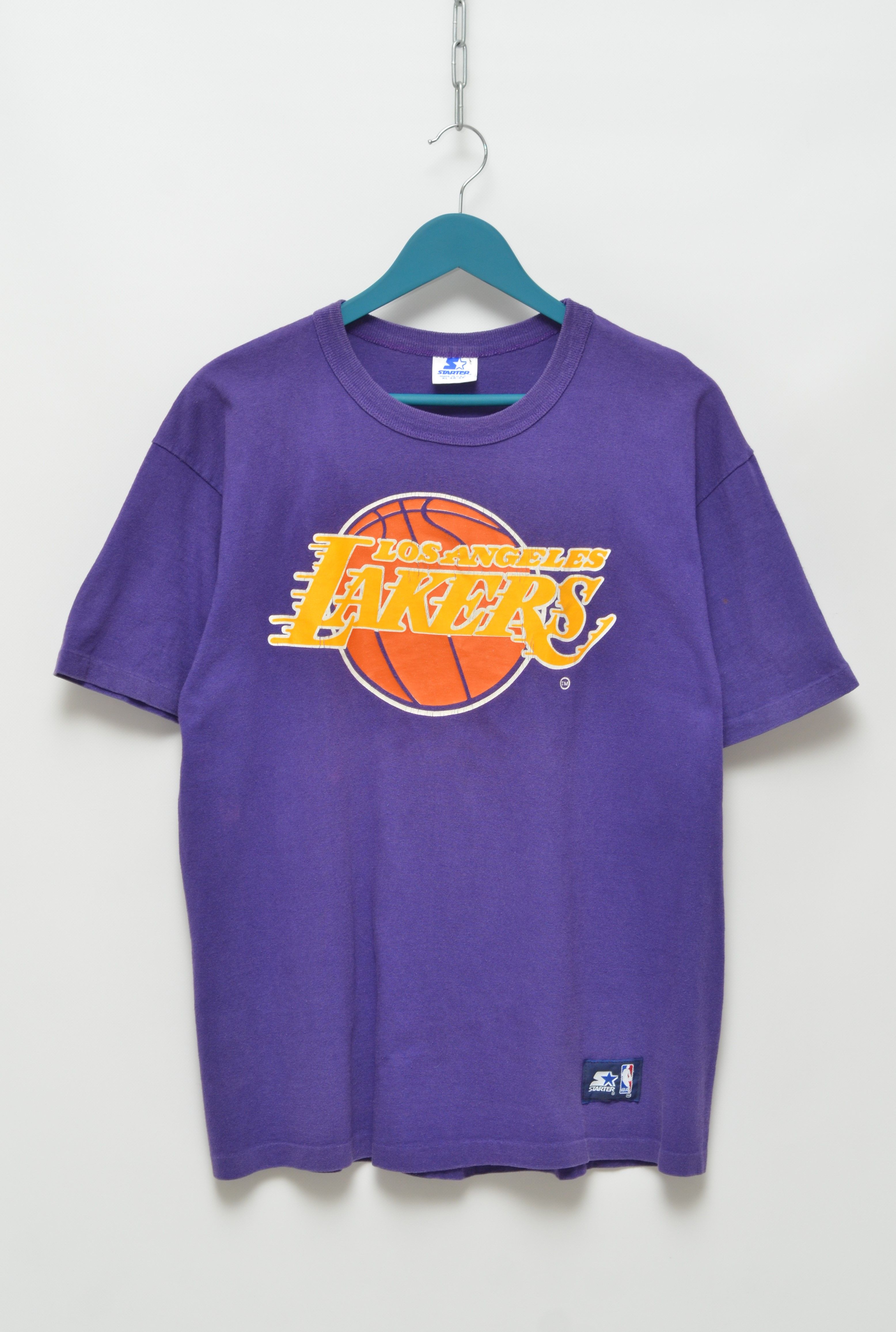 VINTAGE STARTER NBA LOS ANGELES LAKERS TEE SHIRT SIZE LARGE MADE IN USA