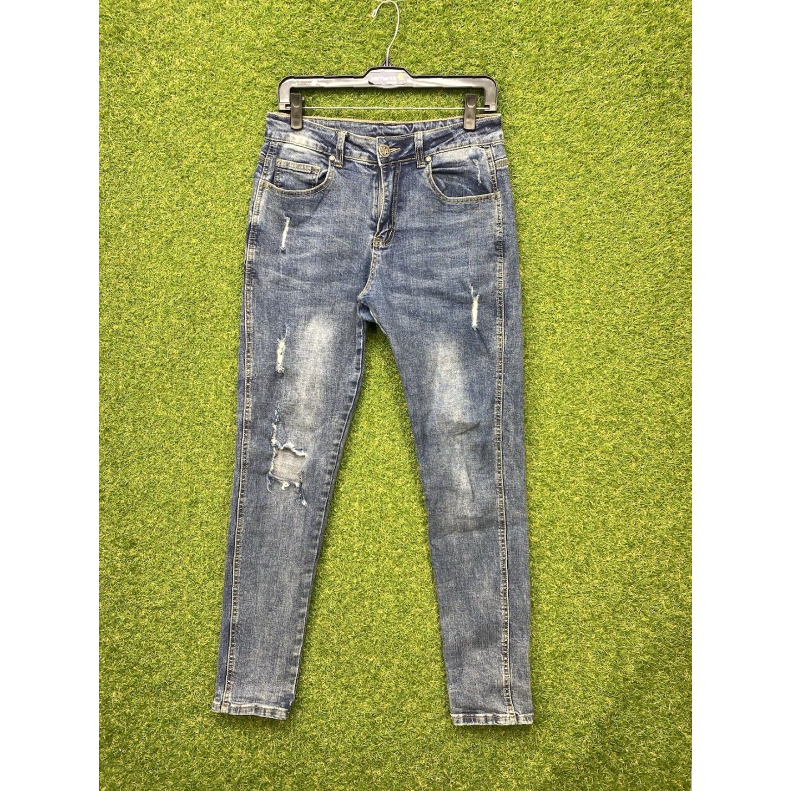 YoungLA YOUNGLA Jeans Mens Slim Fit 32x32 Blue Distressed Medium Wash Y2K Size US 32 / EU 48 - 2 Thumbnail