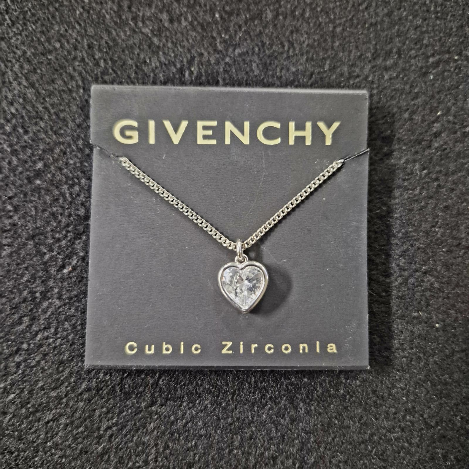 Givenchy Givenchy Silver-Tone Cubic Zirconia Heart Pendant Necklace Size ONE SIZE - 3 Thumbnail