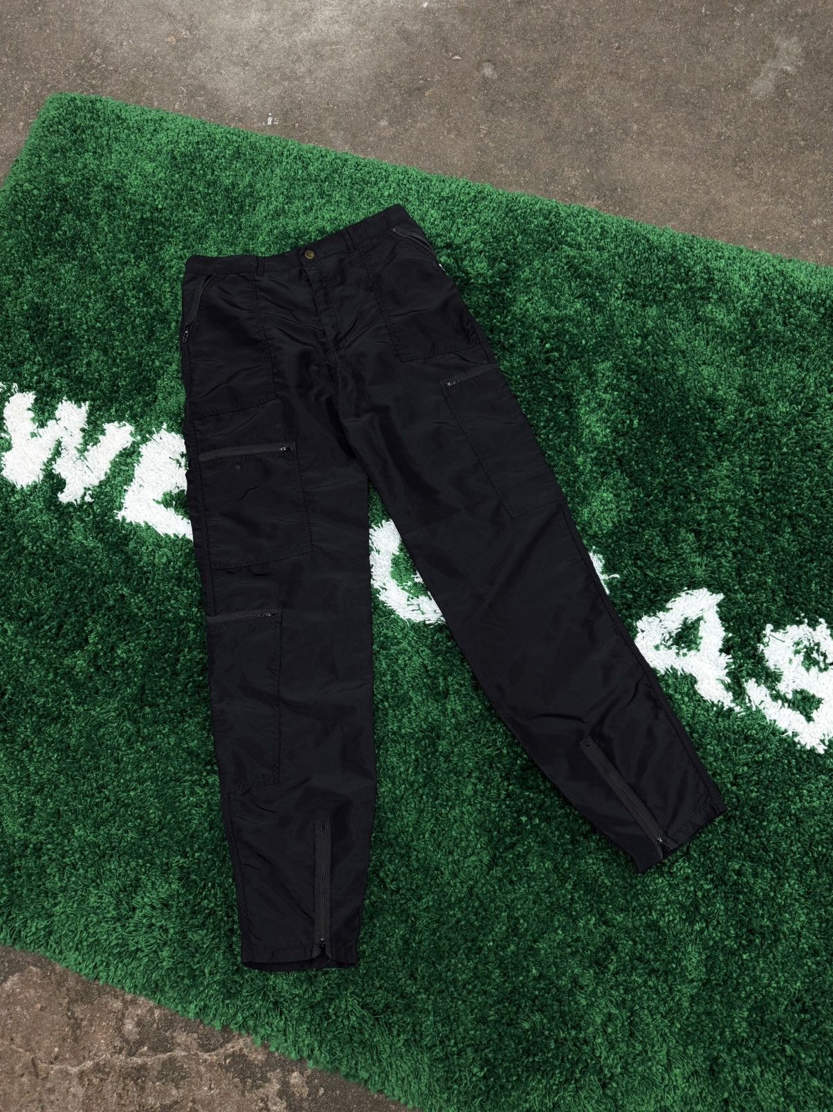 Vintage RAER 80s Panno D'Or Parachute Pants Black Cargo Zip 33 Size US 33 - 2 Thumbnail