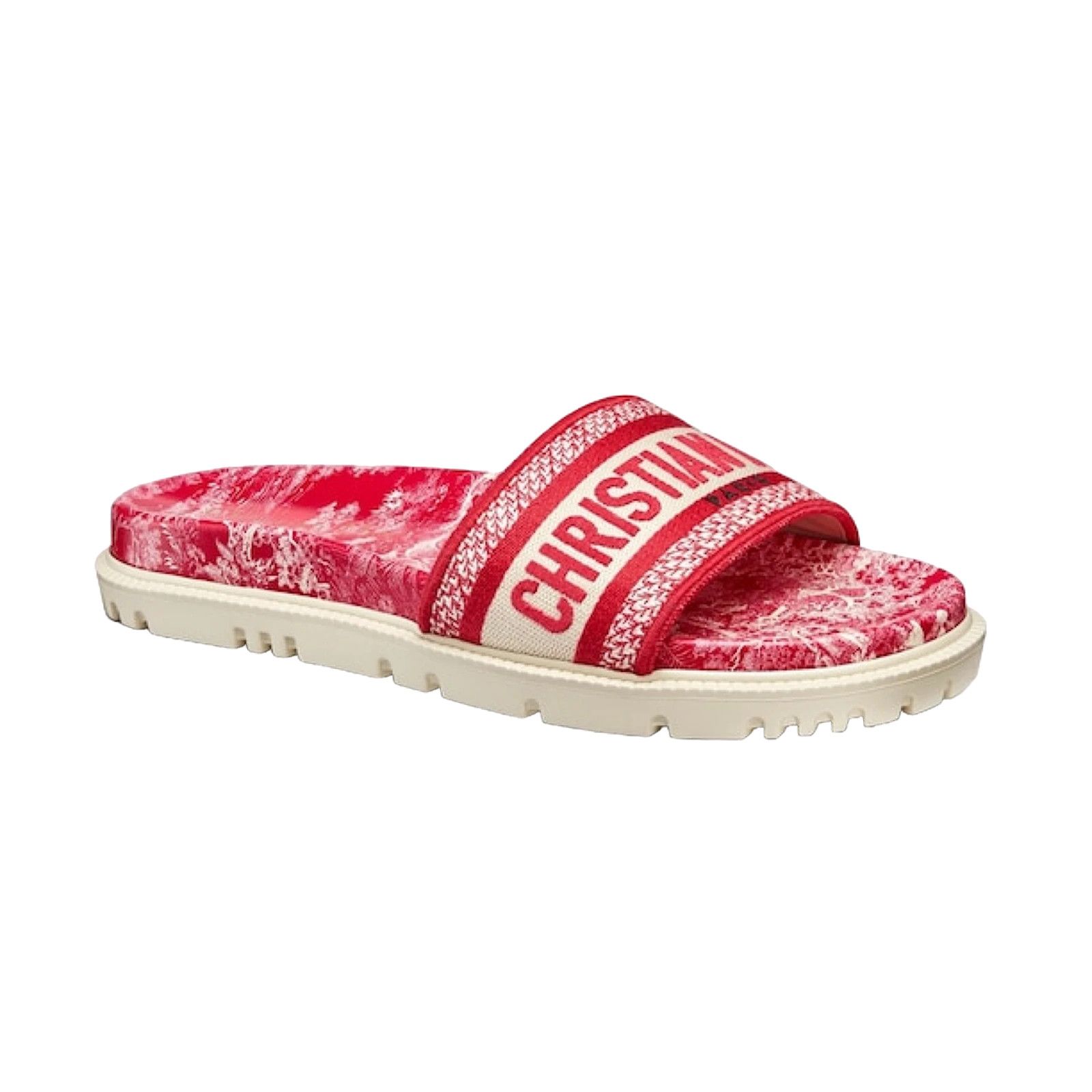 Dior Dway Red Toile De Jouy Platform Slide Mule Flat Sandal 36 Size US 6 / IT 36 - 1 Thumbnail