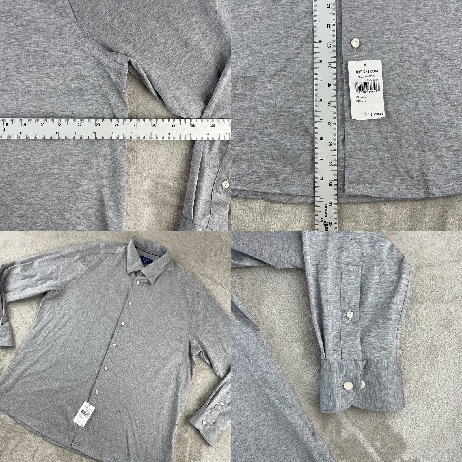 Eton Eton 2XL Light Grey Long Sleeve Shirt Button-Up Designer NWT Men Size US XXL / EU 58 / 5 - 8 Thumbnail
