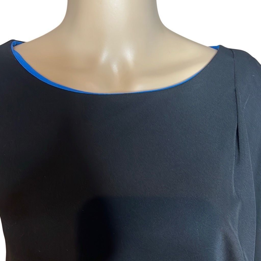 Bcbgmaxazria BCBG Max Azria Asymmetrical Drape Black Blue Dress (022) Size XS / US 0-2 / IT 36-38 - 2 Thumbnail