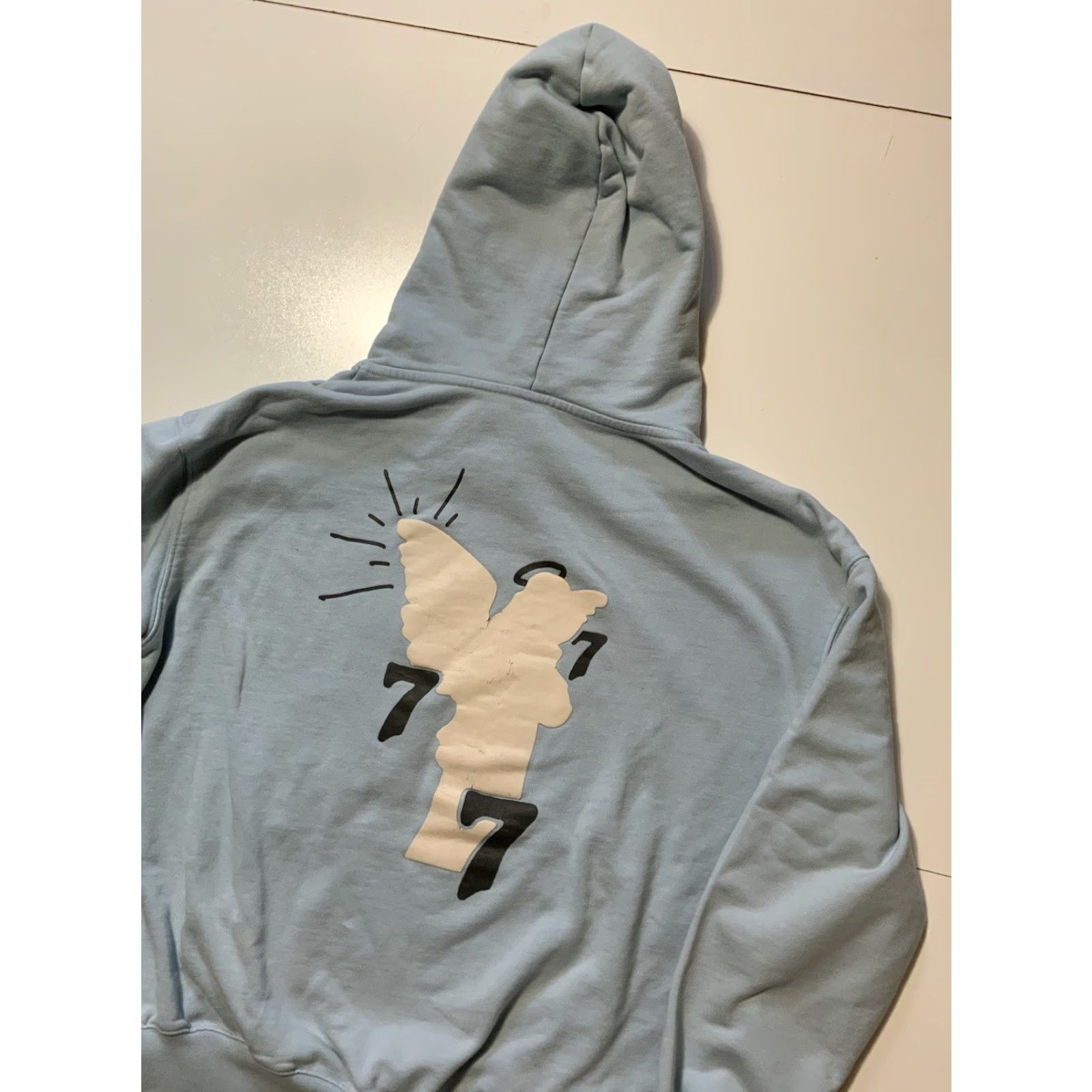 Vintage VINTAGE Vague Studios Hoodie Pullover Unisex Adults XL Light Blue Heavyweight 777 Angel Graphic Crewneck? Size US XL / EU 56 / 4 - 4 Thumbnail