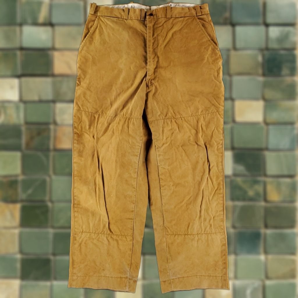 Vintage VINTAGE Duxbak Hunting Pants Suspender Brown Mens 37x29 Sanforized 40s Canvas Field Inseam 29 May be worn staining fading pilling Size US 37 - 1 Thumbnail