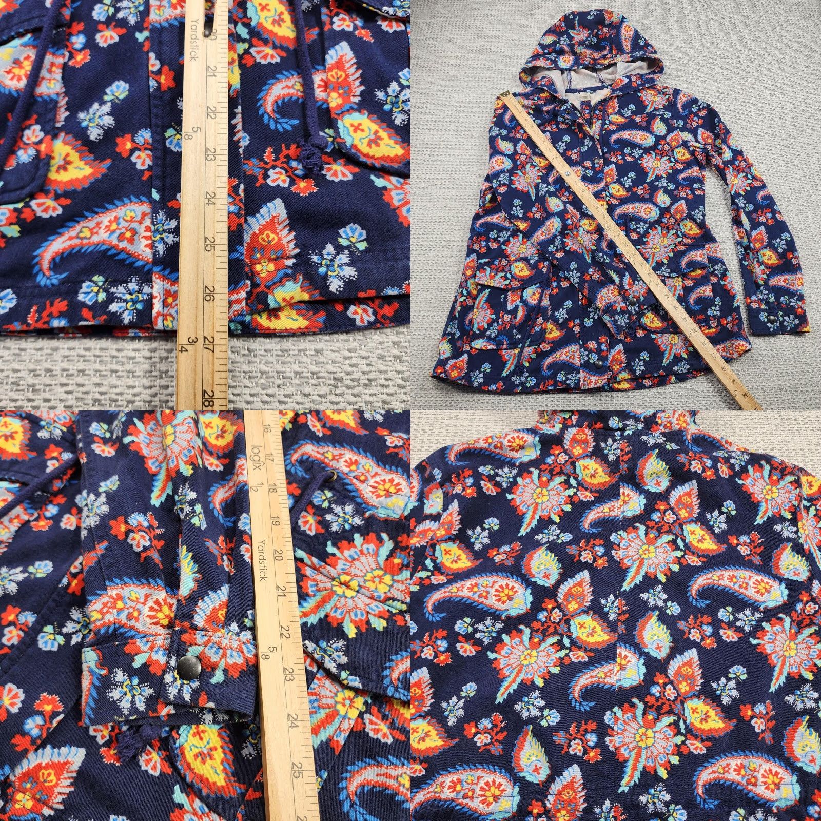 Levi's VINTAGE Levis Jacket Womens Large Blue Paisley Floral Hooded Utility Zip Front Size L / US 10 / IT 46 - 8 Thumbnail