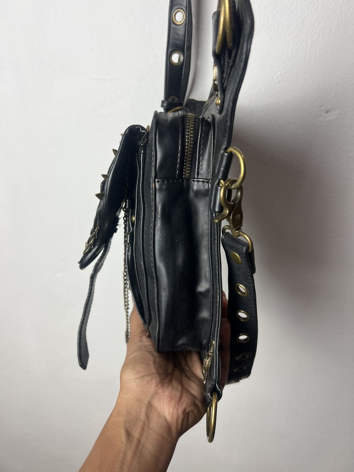 KMRii Steampunk Studded KMRii Style Leather Shoulder Bag Size ONE SIZE - 6 Thumbnail