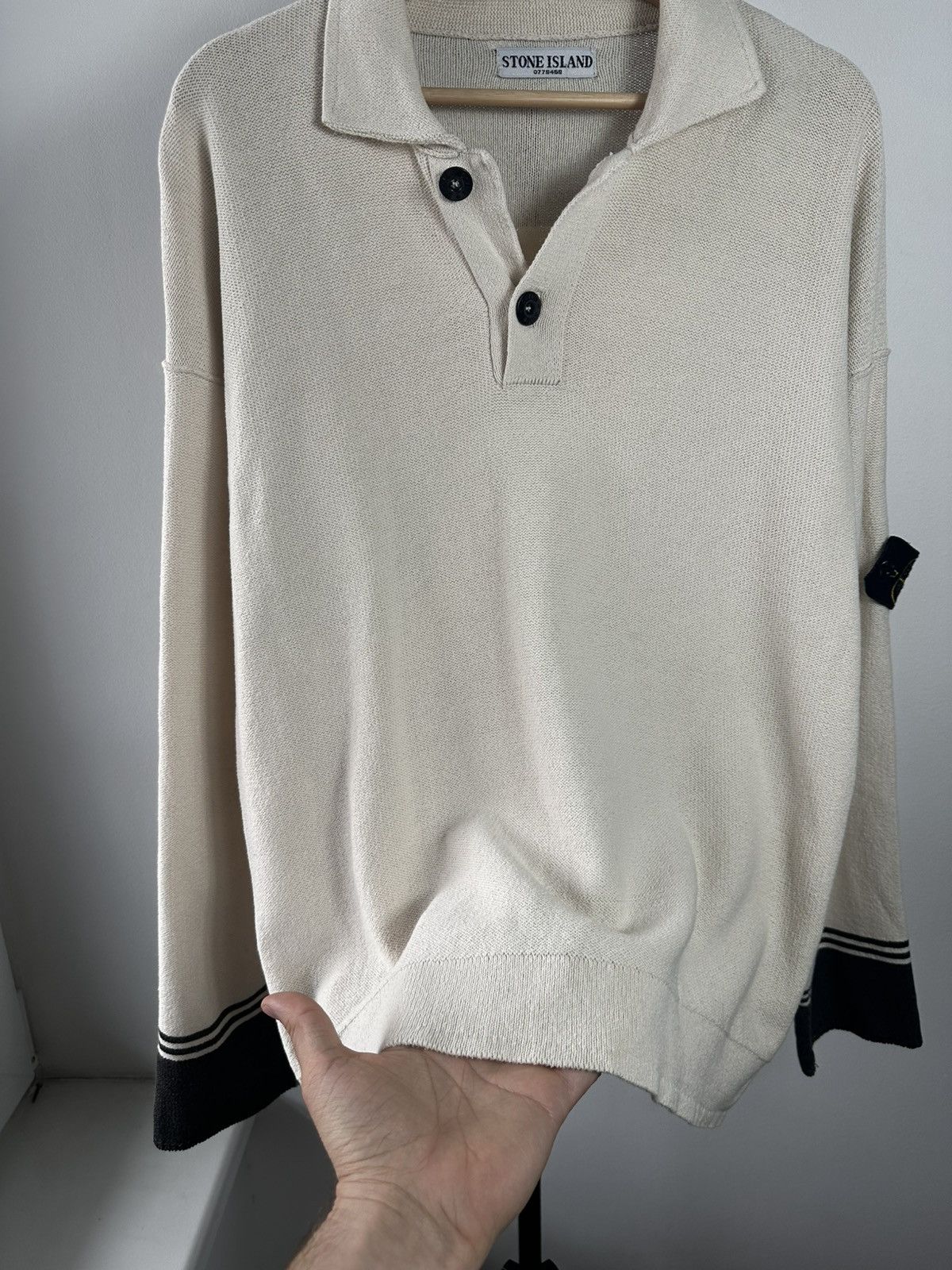 Stone Island Archive Stone Island 2006 Mock Neck Knit Pullover Cream Size US XXL / EU 58 / 5 - 7 Thumbnail