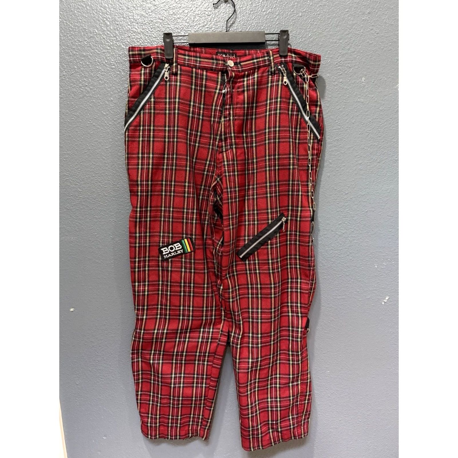 Vintage VINTAGE Morbid Threads Pants Punk Plaid Red Size 38 Mens Y2K Raver Cargo Size US 38 / EU 54 - 3 Thumbnail