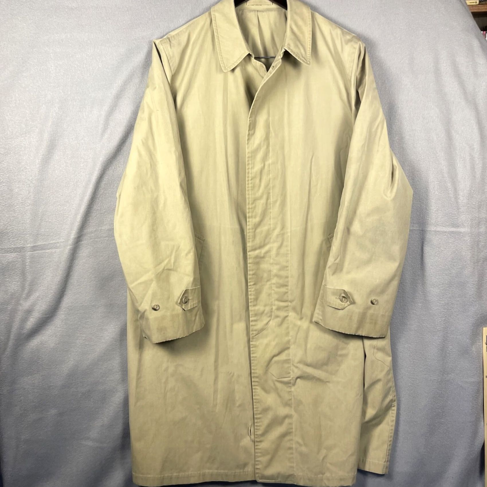 London Fog VINTAGE London Fog Trench Coat Long 42 Tan Brown Cotton Blend Canvas Regular Mens Coat 90s London USA Size US XS / EU 42 / 0 - 2 Thumbnail