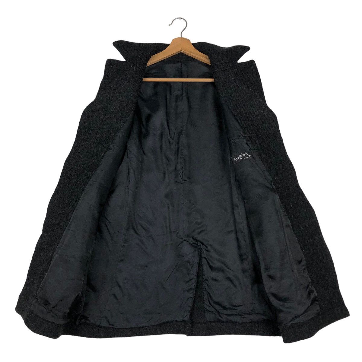 Japanese Brand 🔥Rich Black - Long Fly Coats Wool Herringbone MHL England Size US M / EU 48-50 / 2 - 13 Thumbnail