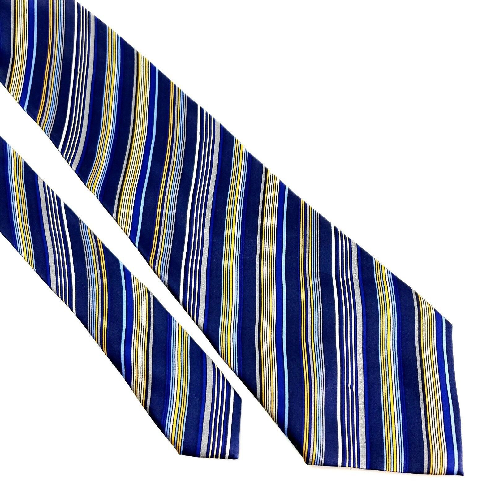 Van Heusen Van Heusen Silk Tie Striped Print Blue Wide Size ONE SIZE - 1 Thumbnail