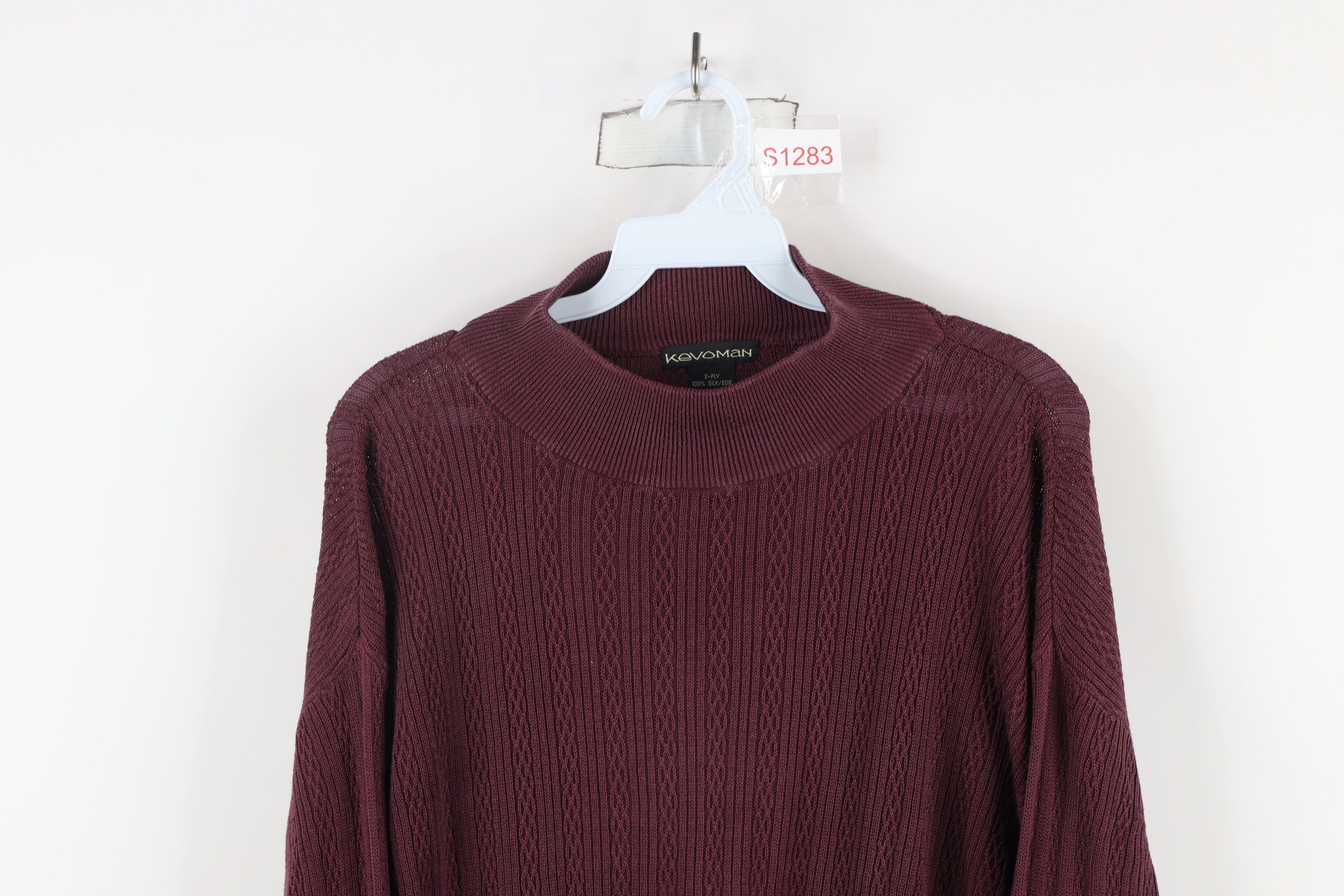 Vintage Vintage 90s Streetwear Lightweight Knit Mock Neck Sweater Size US L / EU 52-54 / 3 - 2 Thumbnail
