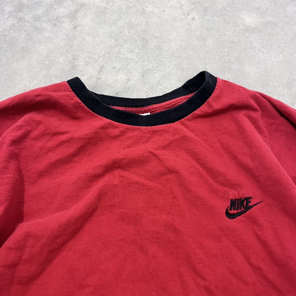 Nike × Vintage Crazy 2000s Y2K Nike Embroidered Red Ringer Long Sleeve XXL Size US XXL / EU 58 / 5 - 3 Thumbnail
