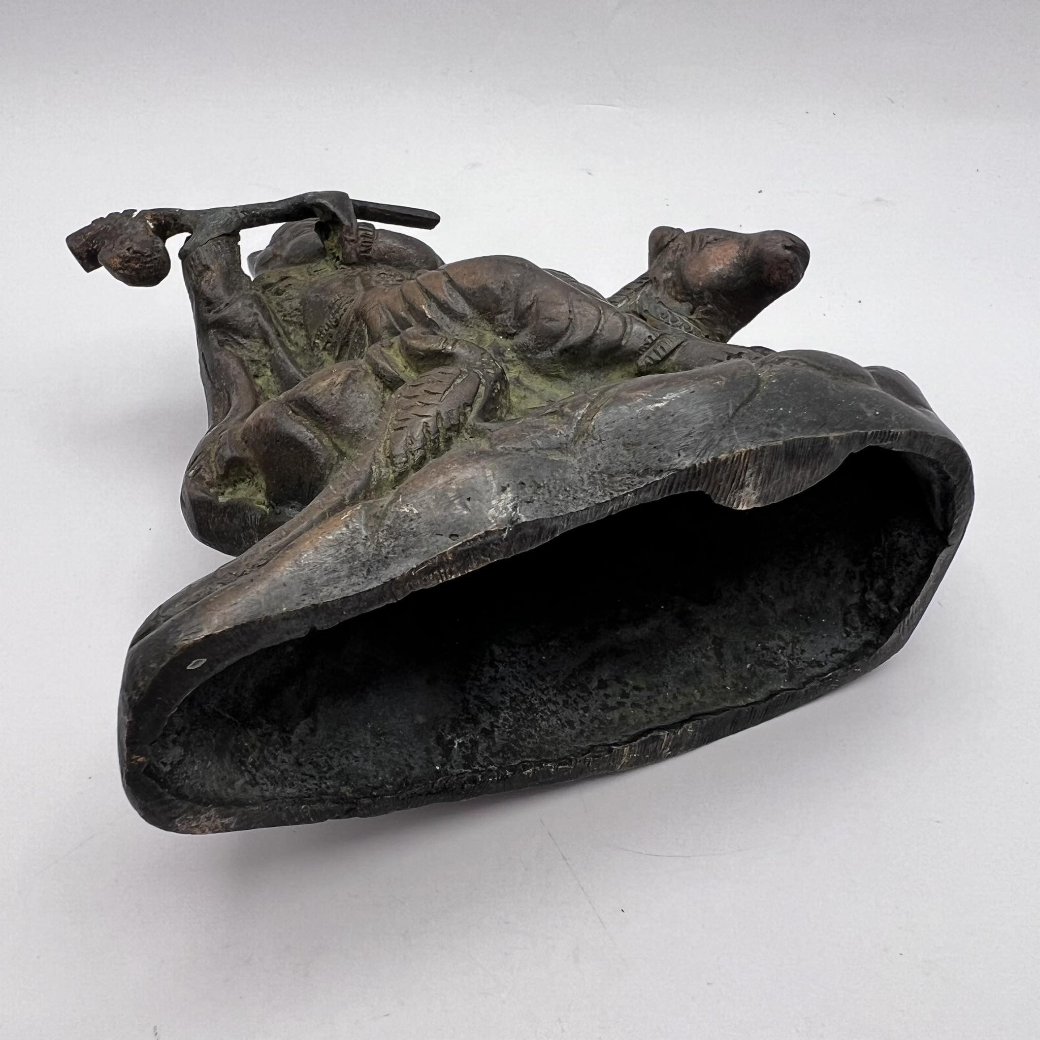 Vintage Antique Asian Bronze Buddha Hindu Krishna with Cow Figure Size ONE SIZE - 3 Thumbnail