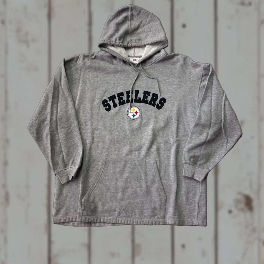 NFL VINTAGE Pittsburgh Steelers Hoodie XL Gray 90s Football Mens XLarge Pullover Size US XL / EU 56 / 4 - 1 Thumbnail