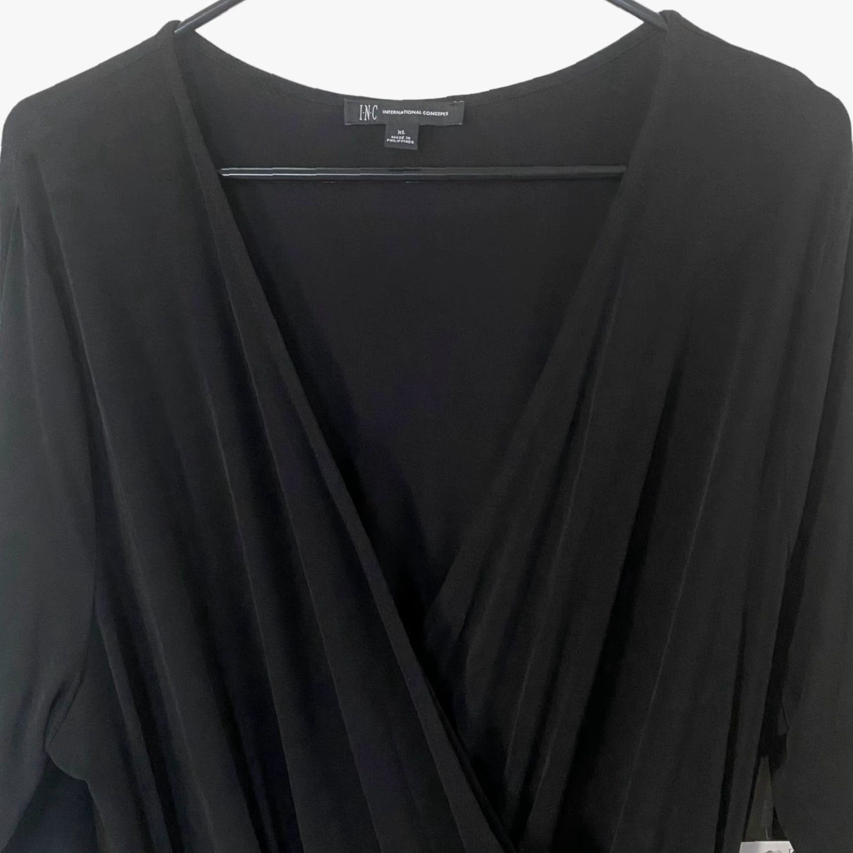 Vintage INC International Concepts Tie-Waist V-Neck Jumpsuit Black Womens XL New Stretch Size 40" / US 18 - 5 Thumbnail