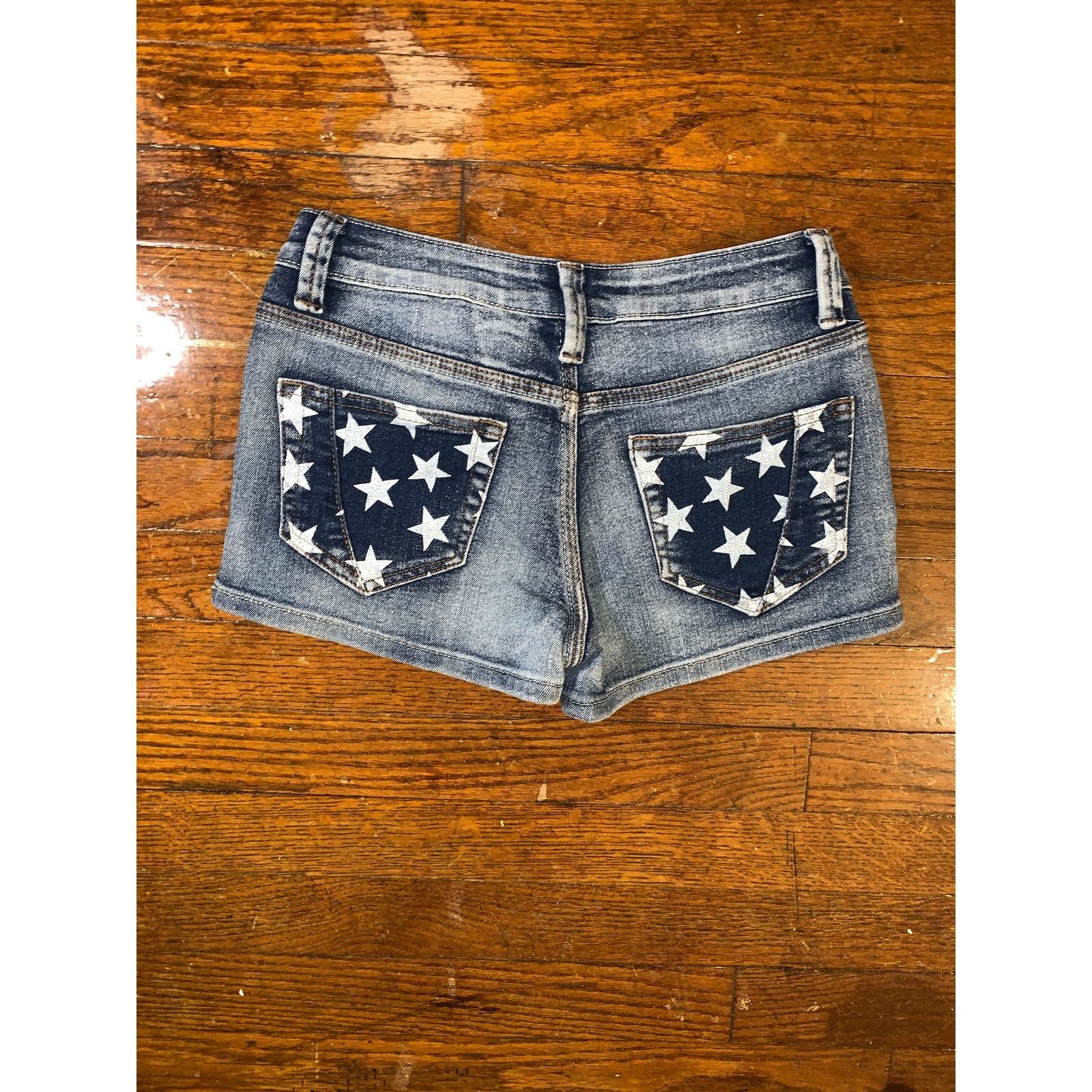 Other × Vintage Y2K American Flag Denim Shorts Size 1 Seduction Sirens USA Size 25" / US 0 / IT 36 - 2 Thumbnail