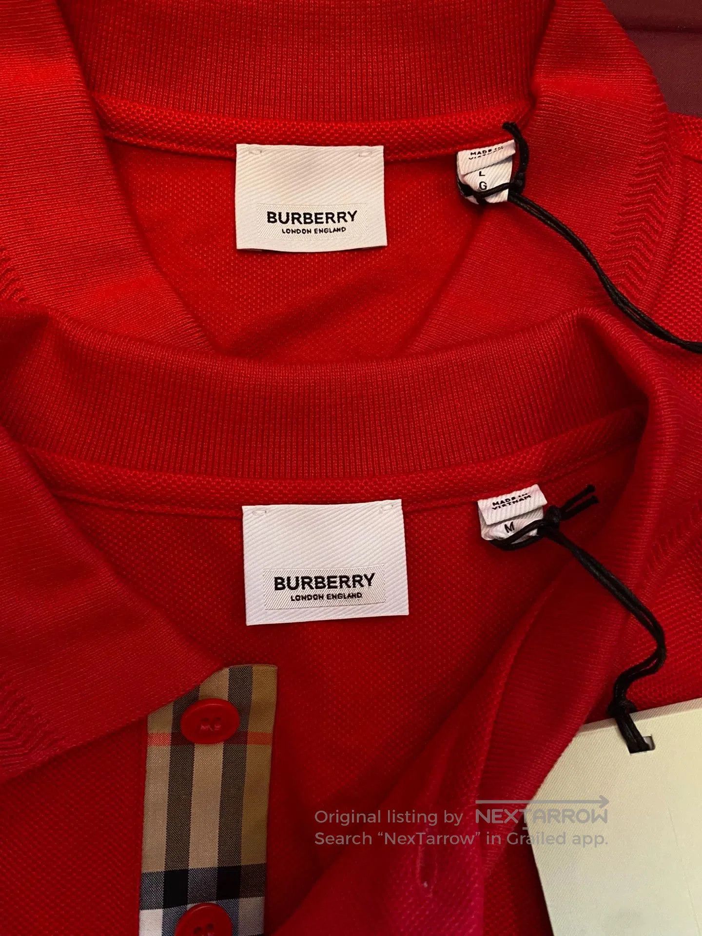 Burberry Red Short Sleeve Polo Shirt Size L. Size US L / EU 52-54 / 3 - 5 Thumbnail