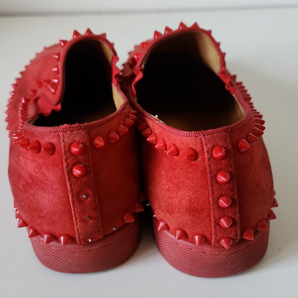 Christian Louboutin CHRISTIAN LOUBOUTIN | Pik Boat Mens Shoes Spike Slipons Red Size US 6.5 / EU 39-40 - 5 Thumbnail