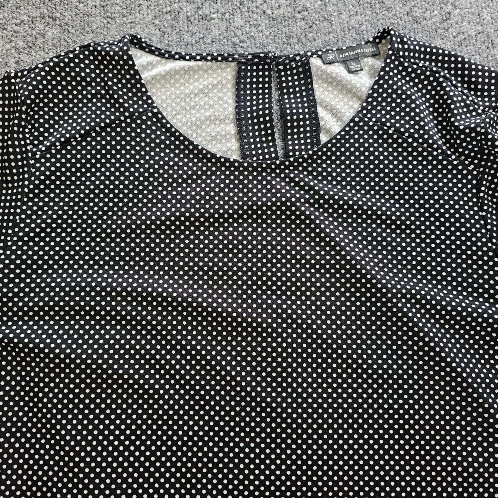 Adrianna Papell Adrianna Papell Top Womens XL Black White Polka Dot 3/4 Sleeve Stretch Casual Blouse Dressy Casual Womens XL Polka Dot Adrianna Papell Top Size XL / US 12-14 / IT 48-50 - 2 Thumbnail