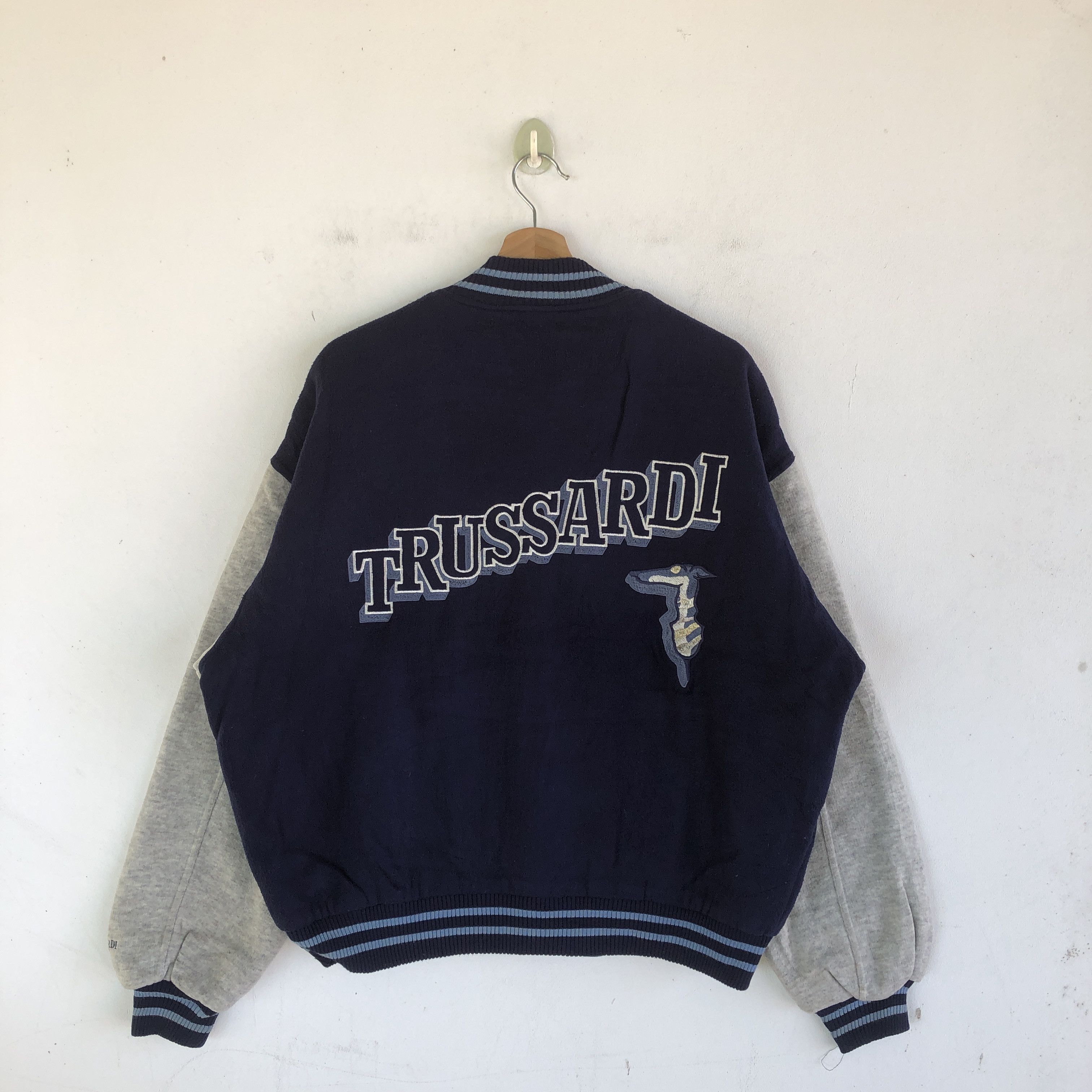 Trussardi × Vintage Vintage Trussardi Varsity Jacket Letterman Wool Jackets Size US XL / EU 56 / 4 - 1 Thumbnail