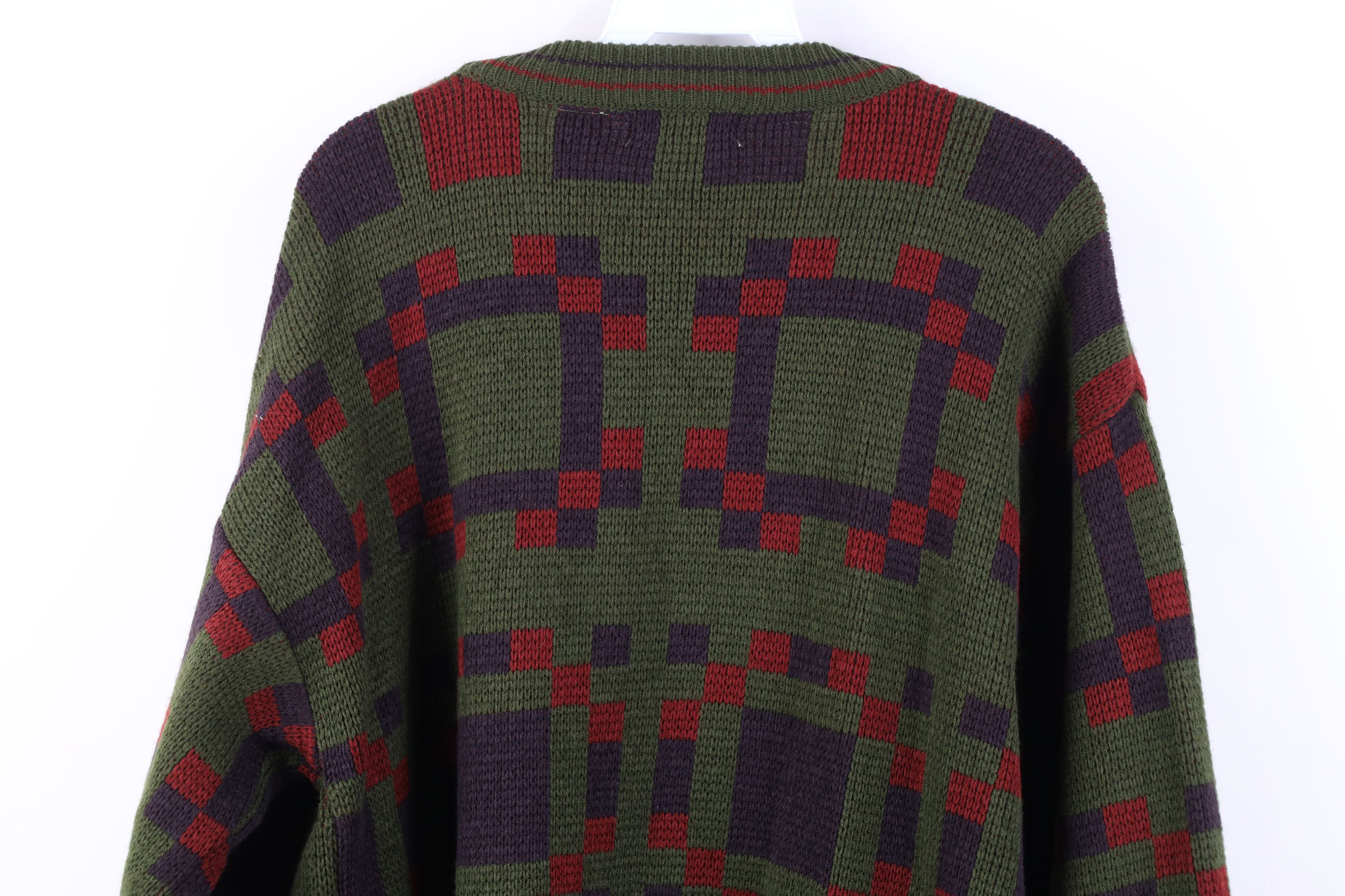Vintage Vintage 90s Streetwear Geometric Knit Crewneck Sweater Size US L / EU 52-54 / 3 - 11 Thumbnail