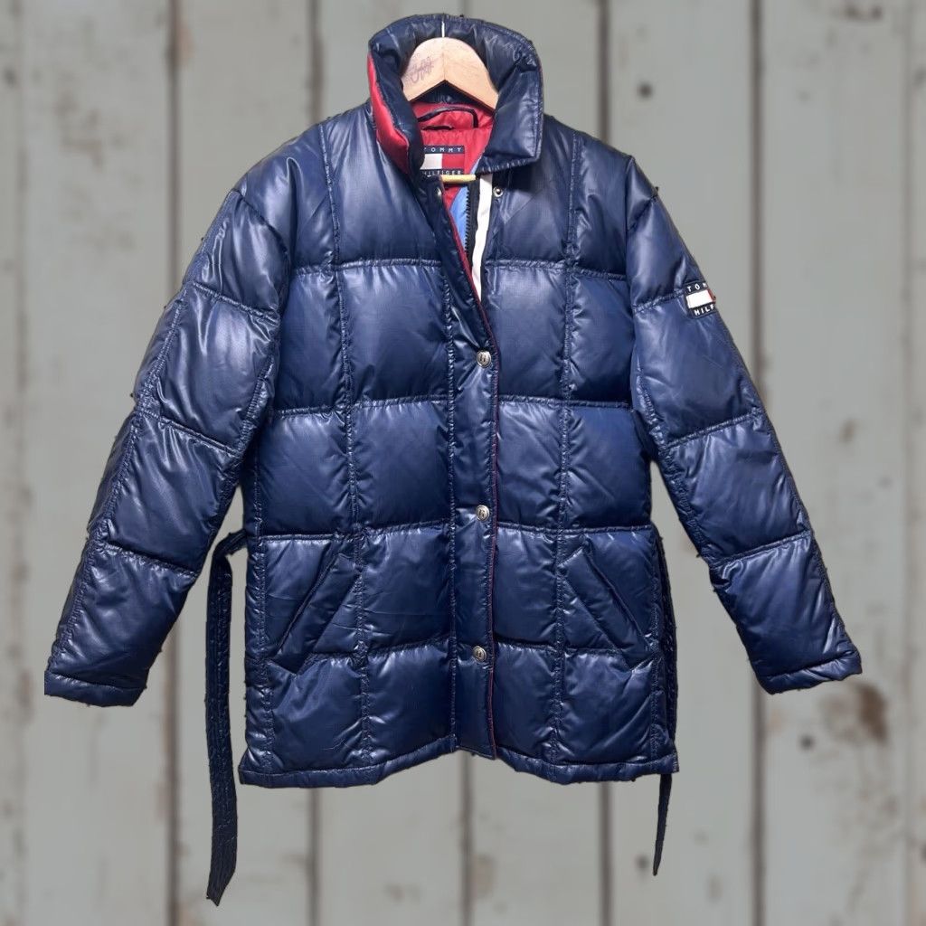 Tommy Hilfiger Vtg Tommy Hilfiger Blue Ski Puffer Down Feather Zip Snap Women's S Long Jacket Size S / US 4 / IT 40 - 1 Thumbnail