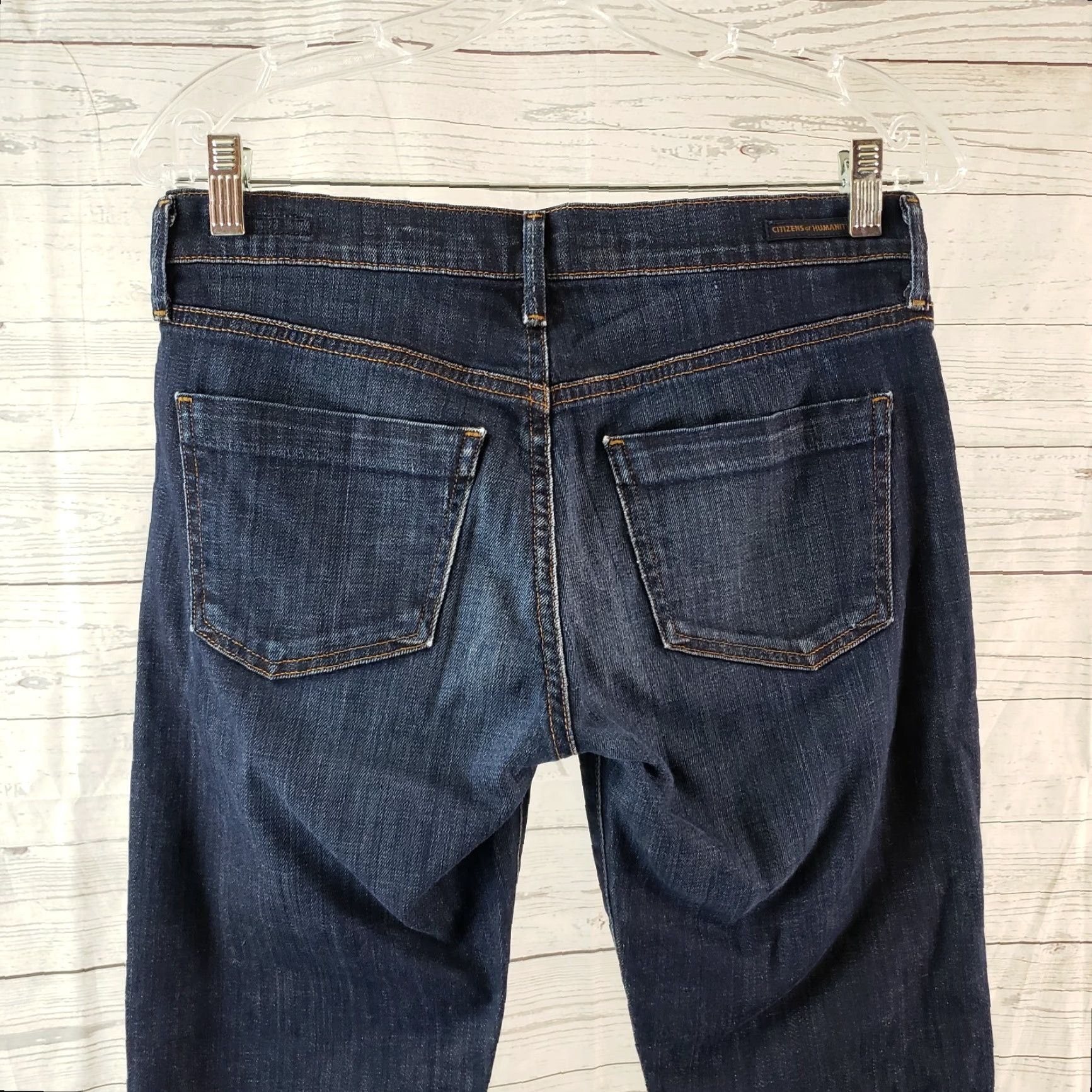Citizens Of Humanity Citizens of Humanity Womens Dani Cropped Jeans Sz 27 Blue Dark Wash Cropped Straight Leg Denim Cotton Blend Zip Button Rise 8.5 Inseam 23 In Womens Size 27" / US 4 / IT 40 - 4 Thumbnail