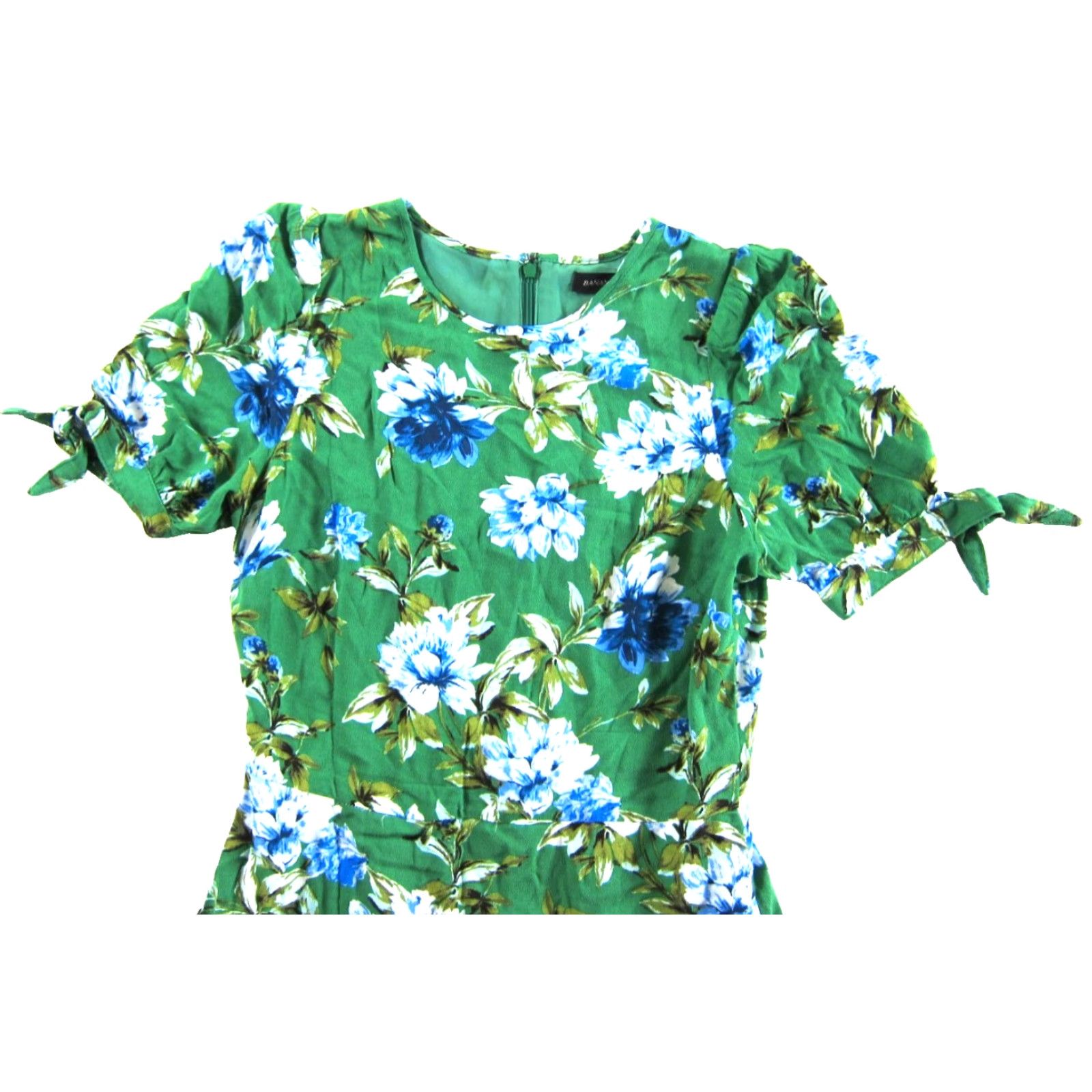 Banana Republic NWT Banana Republic Rayon Green Floral Short Sleeve Sheath Dress Women 0 Size 25" / US 0 / IT 36 - 4 Thumbnail