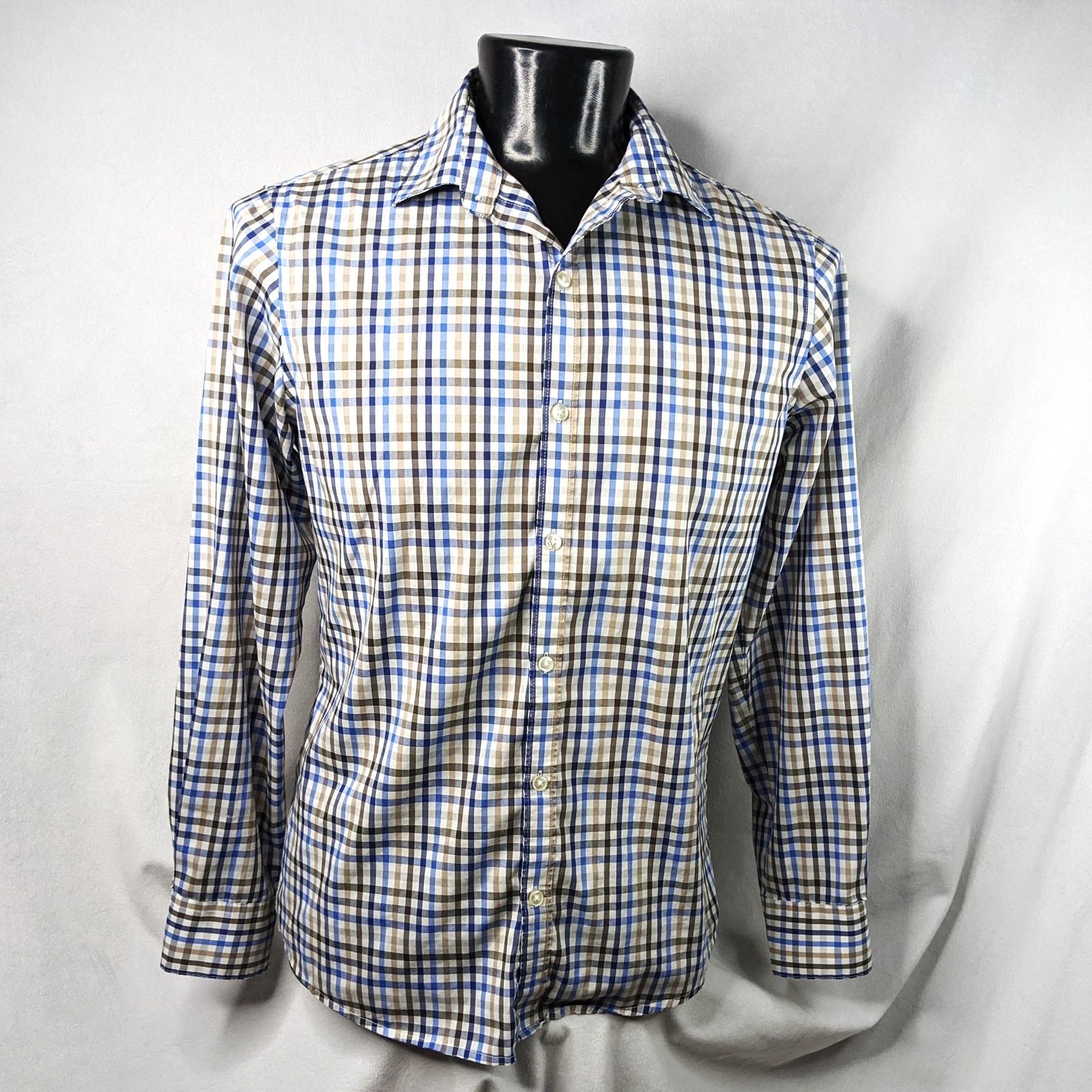 Van Heusen Van Heusen Men's Long Sleeve Button Shirt Medium Checker Size US M / EU 48-50 / 2 - 1 Thumbnail