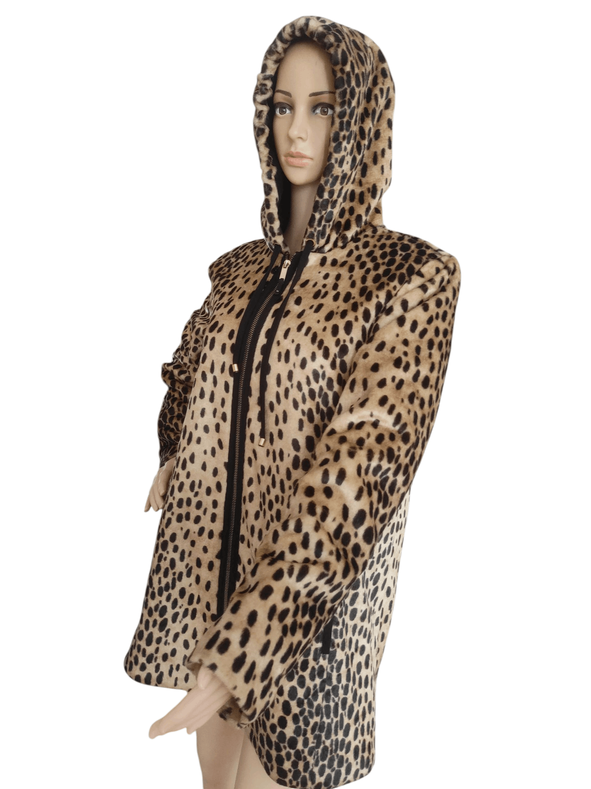 Zara Zara Trafaluc Leopard Print Faux Fur Zip-Up Hooded Coat Size L / US 10 / IT 46 - 4 Thumbnail
