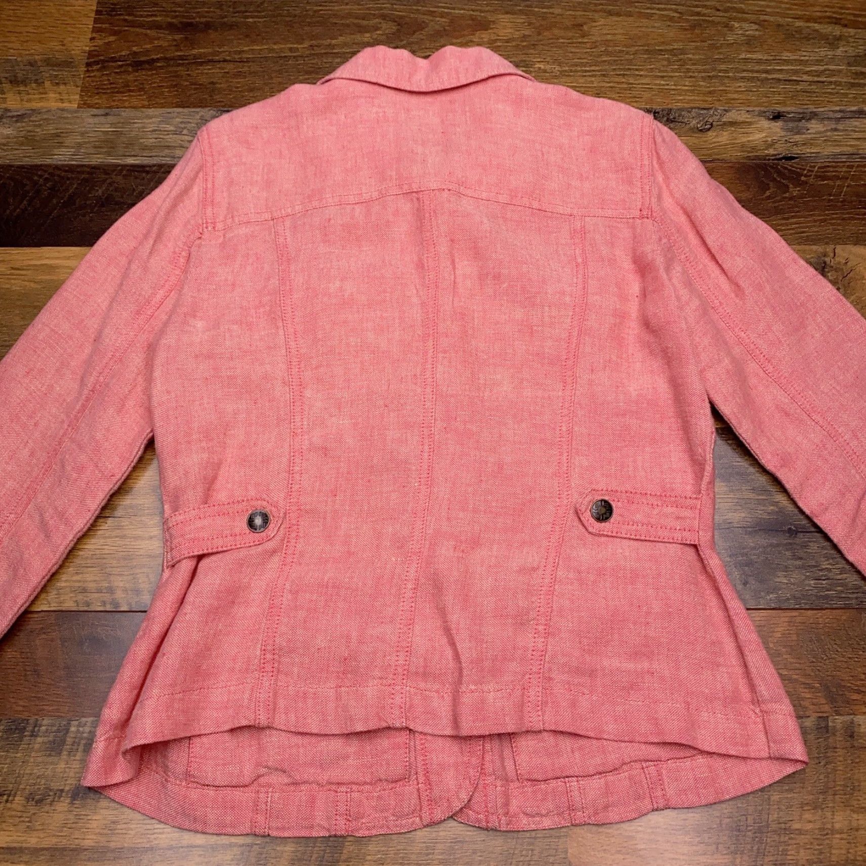 J. Jill J. Jill Jacket Shacket Denim Linen 2XS Red Women Regular Long Sleeve Button Pockets Modern Vintage? Size XXS / US 00 / IT 34 - 2 Thumbnail