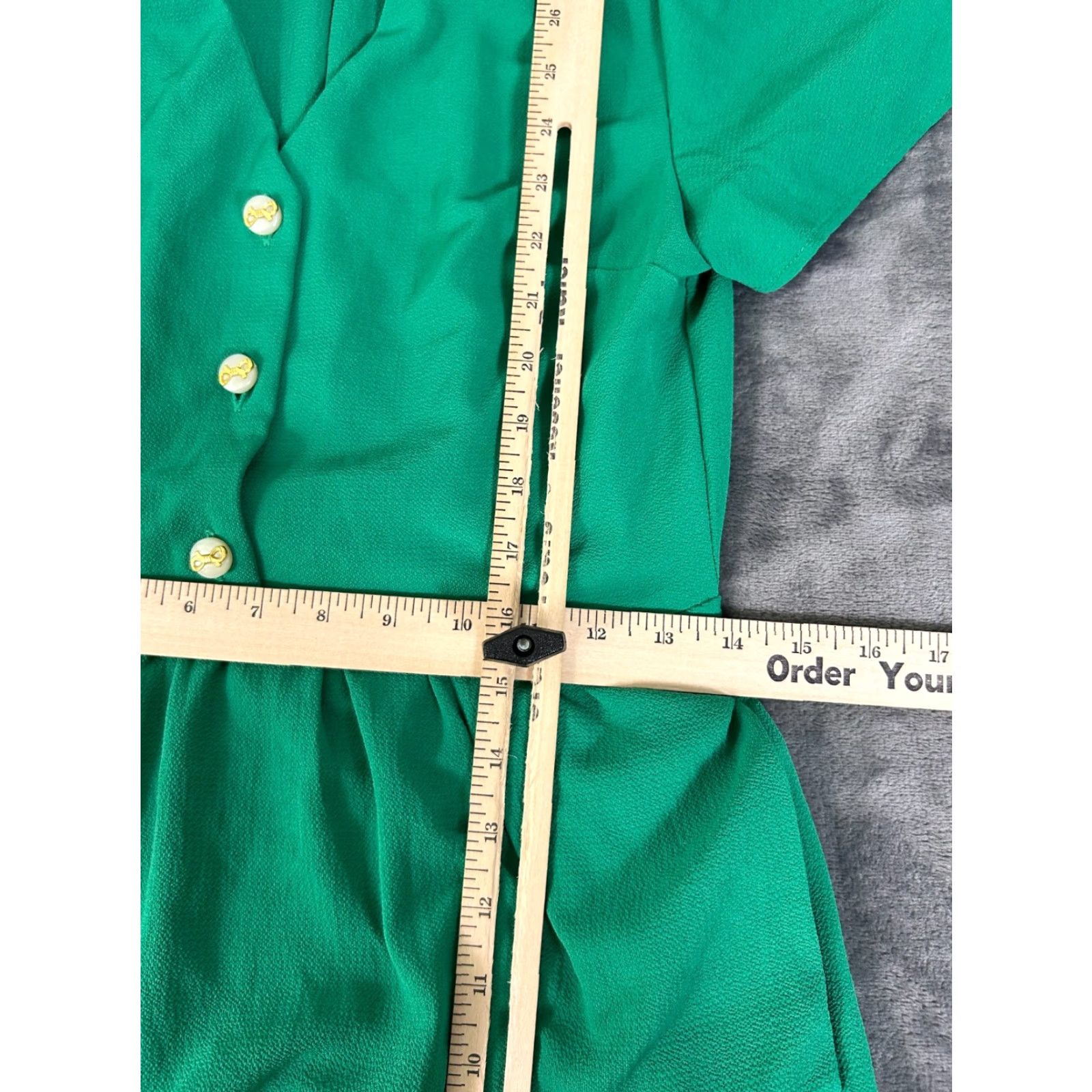 Vintage Monteau Los Angeles Green Tiered Short Sleeve Button Dress Women’s Medium Size 32" / US 10 / IT 46 - 5 Thumbnail