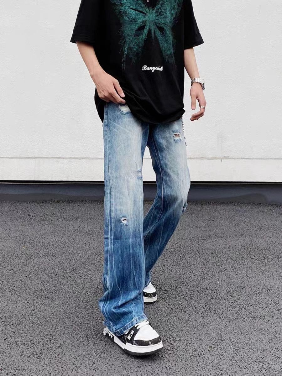 Japanese Brand × Jean Washed street ripped straight leg jeans Size US 30 / EU 46 - 3 Thumbnail