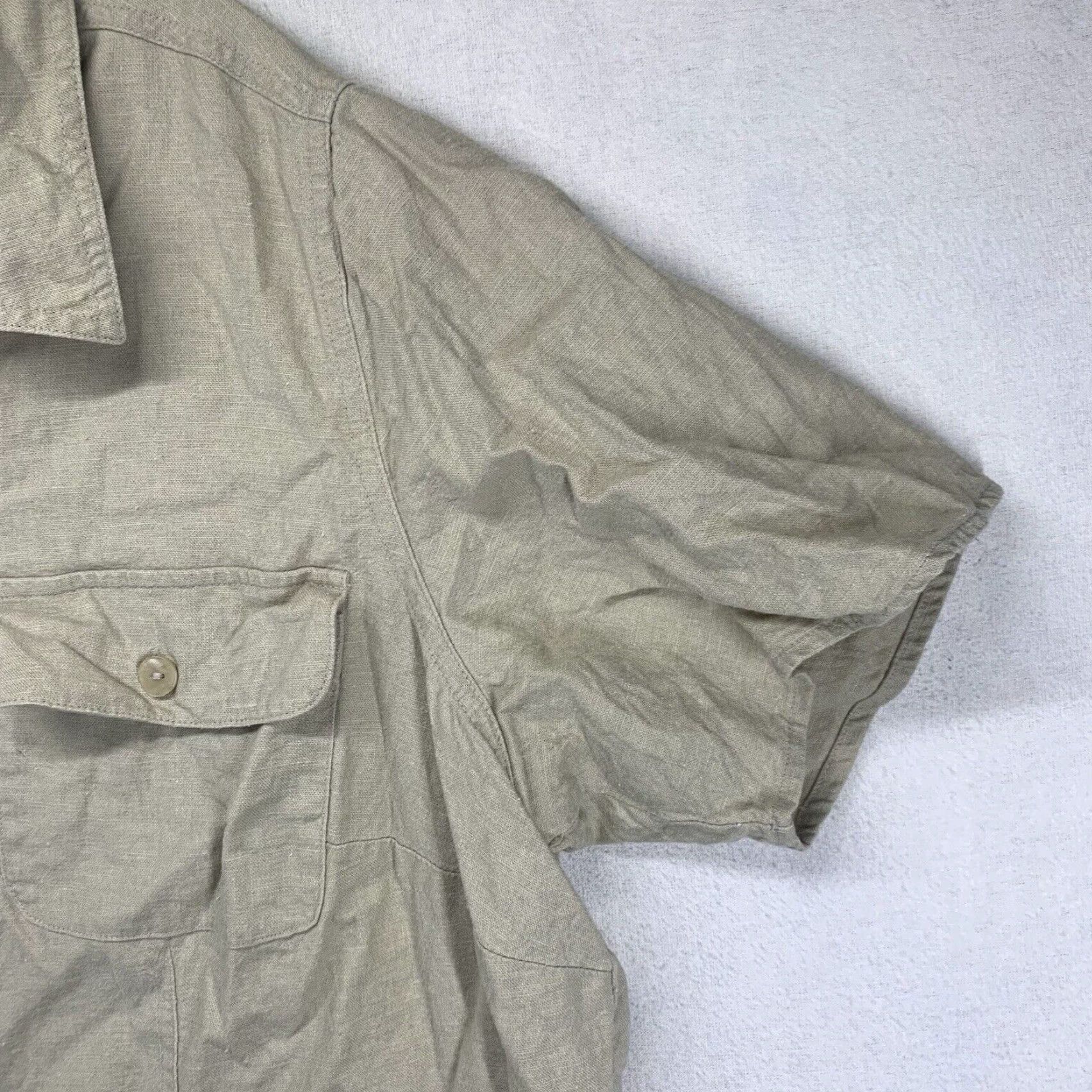 Vintage VINTAGE White Stag Women's 16W Button-Down Shirt Linen Cotton Short Sleeve Collared Pockets Casual Bohemian 80s 90s Natural Earth Tones Size XXL / US 16-18 / IT 52-54 - 6 Thumbnail