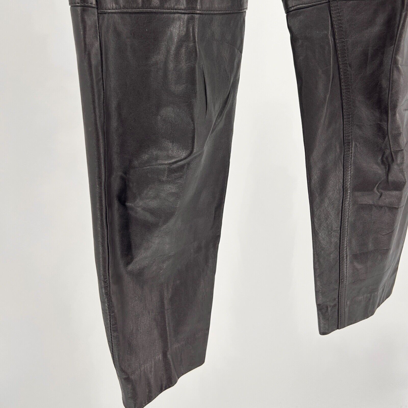 Other 80s/90s Pia Rucci Dark Chocolate Brown 100% LEATHER Pants Size 30" / US 8 / IT 44 - 4 Thumbnail