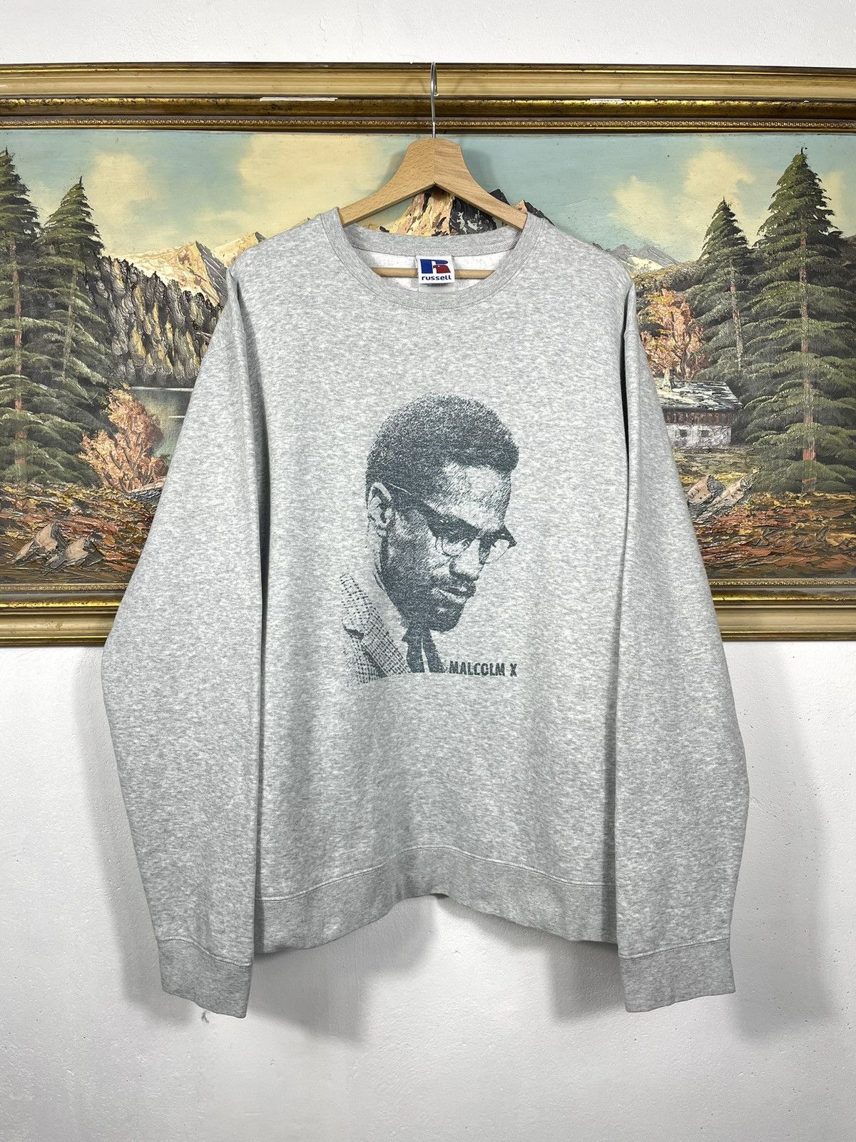 Vintage Malcolm X Grey Crewneck Sweater Jumper Legend Baggy Oversize Size US XXL / EU 58 / 5 - 1 Thumbnail