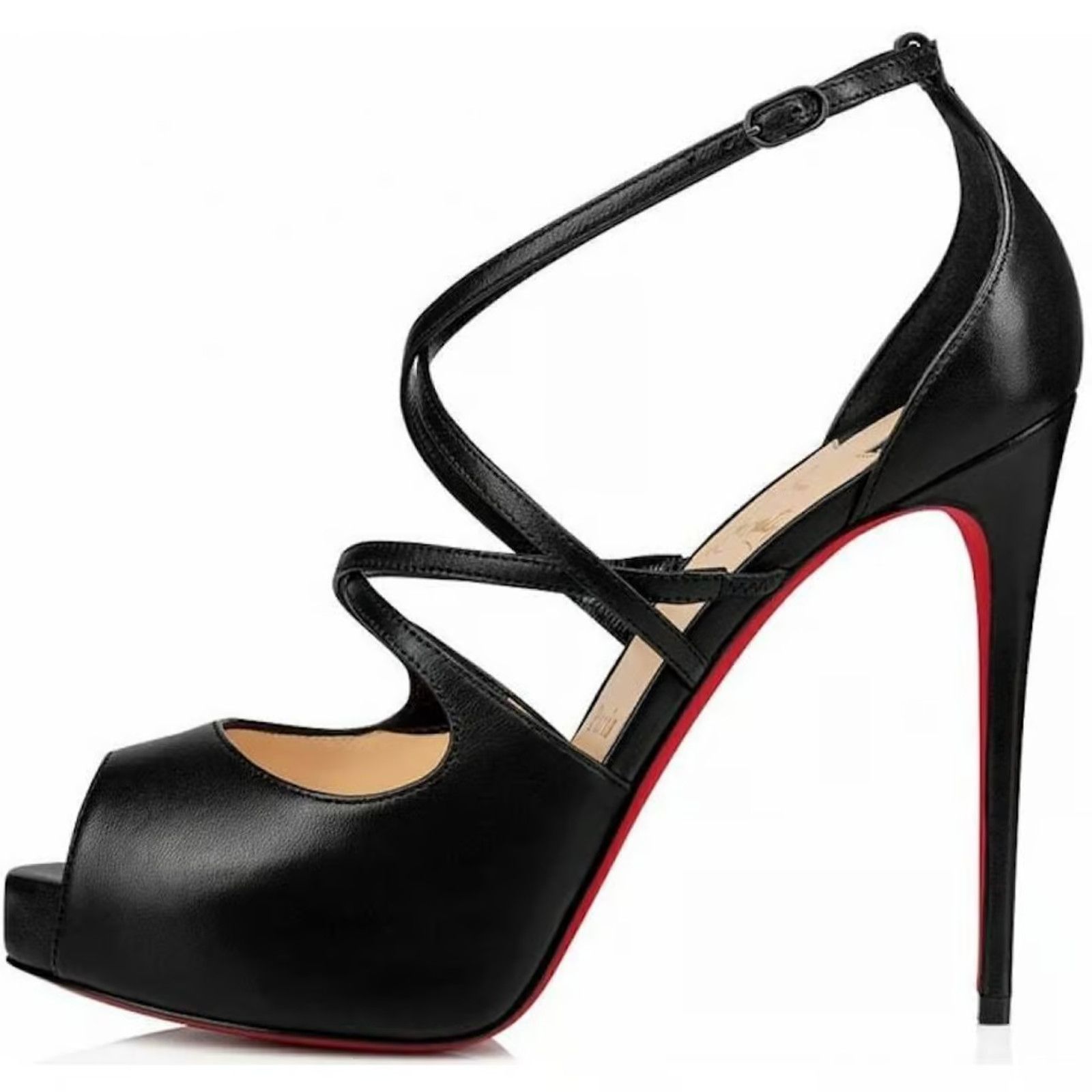 Christian Louboutin Holly Alta 120 Black Criss Cross Strap Sandal Heel Pump 42 Size US 12 / IT 42 - 3 Thumbnail