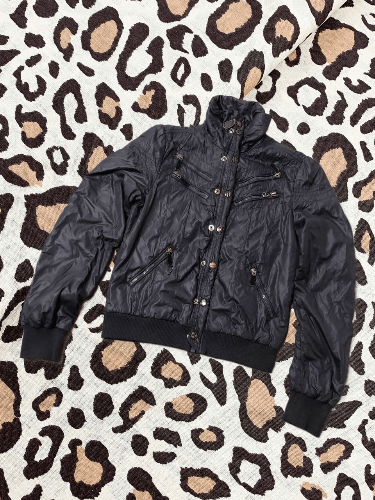 Zip Jacket Womens Black Y2K DIESEL logo