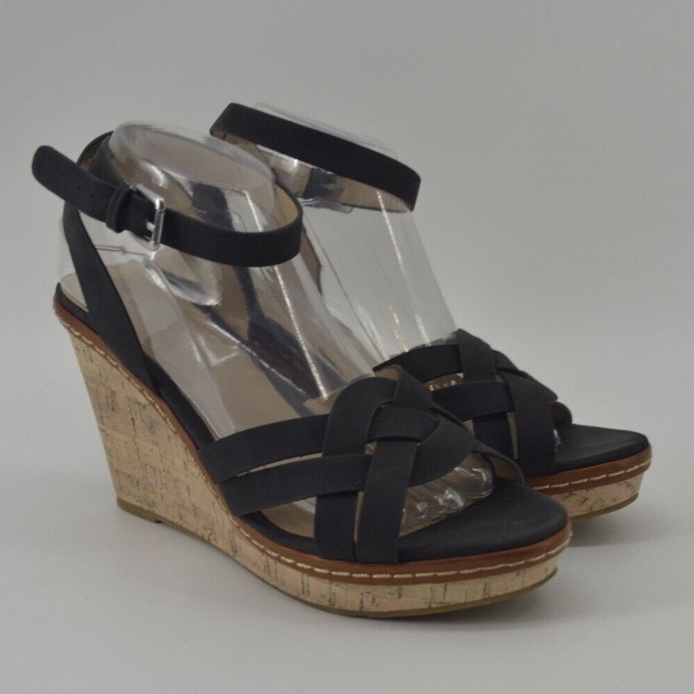 Other CL Laundry Womens Size 10 Black Faux Leather Open Strappy Size US 10 / IT 40 - 9 Thumbnail