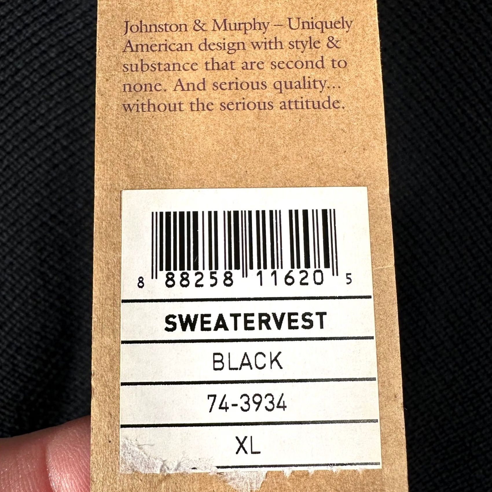 Johnston & Murphy VINTAGE Johnston & Murphy Mens XL Black 100% Pima Cotton Quarter Zip Sweater Vest Size US XL / EU 56 / 4 - 3 Thumbnail